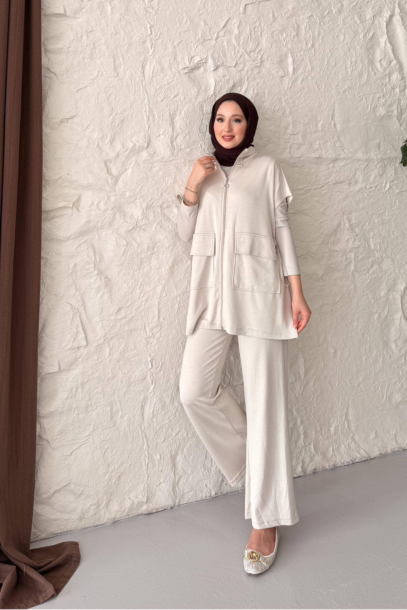 Seyran Pleated Dress Beige