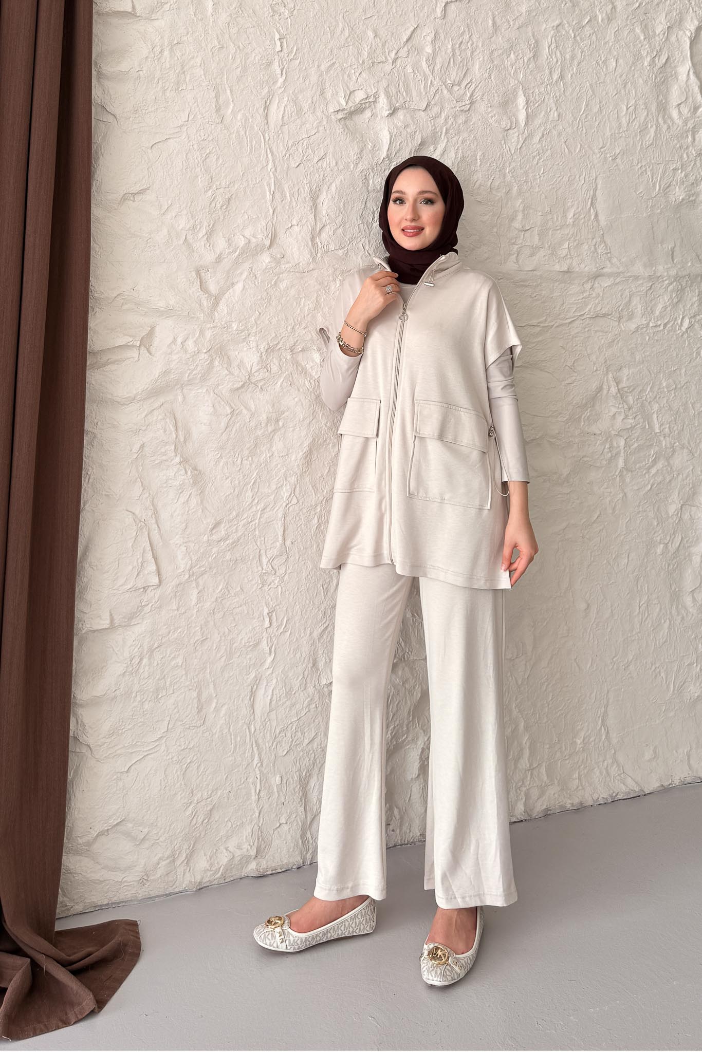 Seyran Pleated Dress Beige