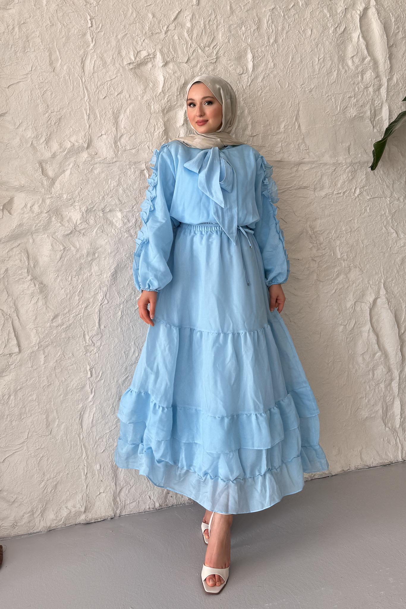 Seyran Pleated Dress Beige