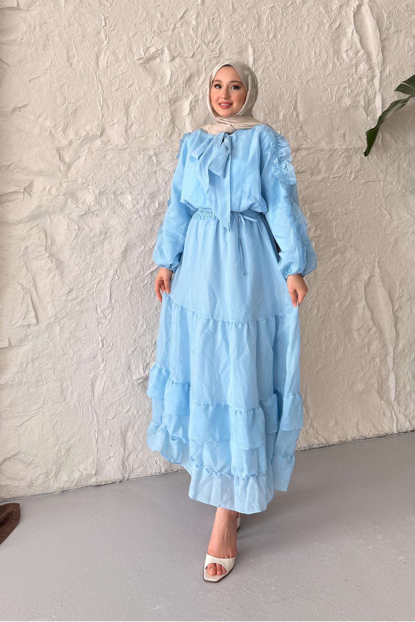 Seyran Pleated Dress Beige