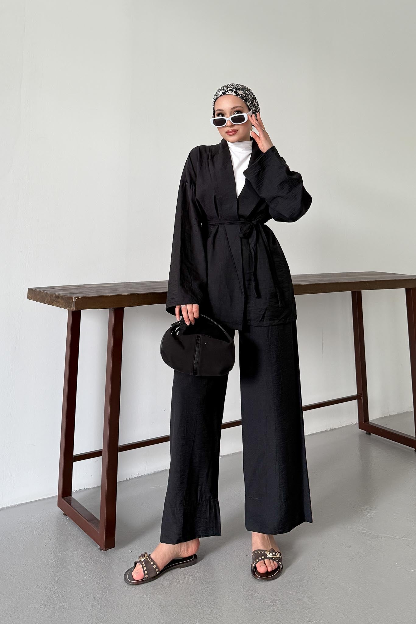 Mishel Kimono Takım Siyah