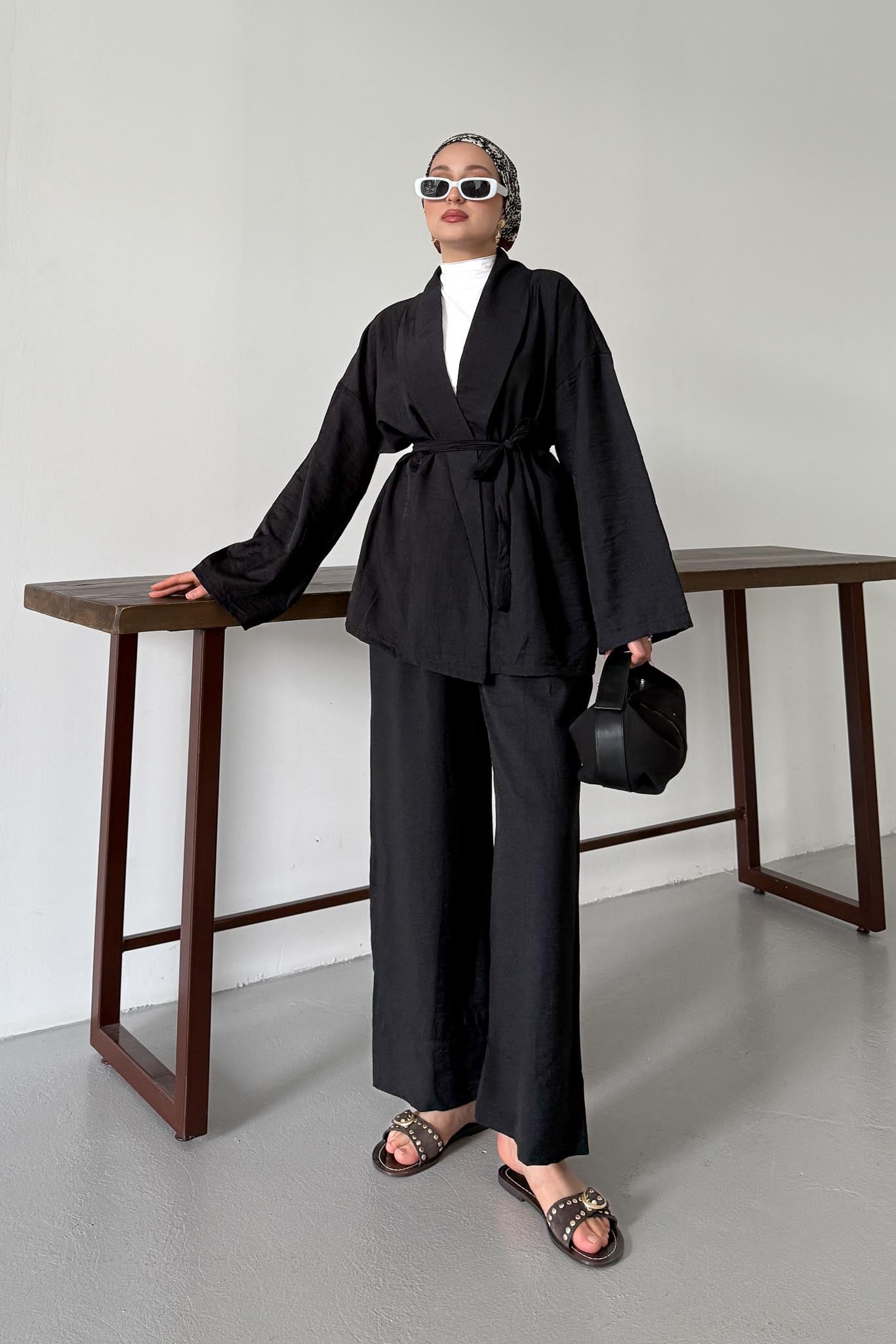 Mishel Kimono Takım Siyah