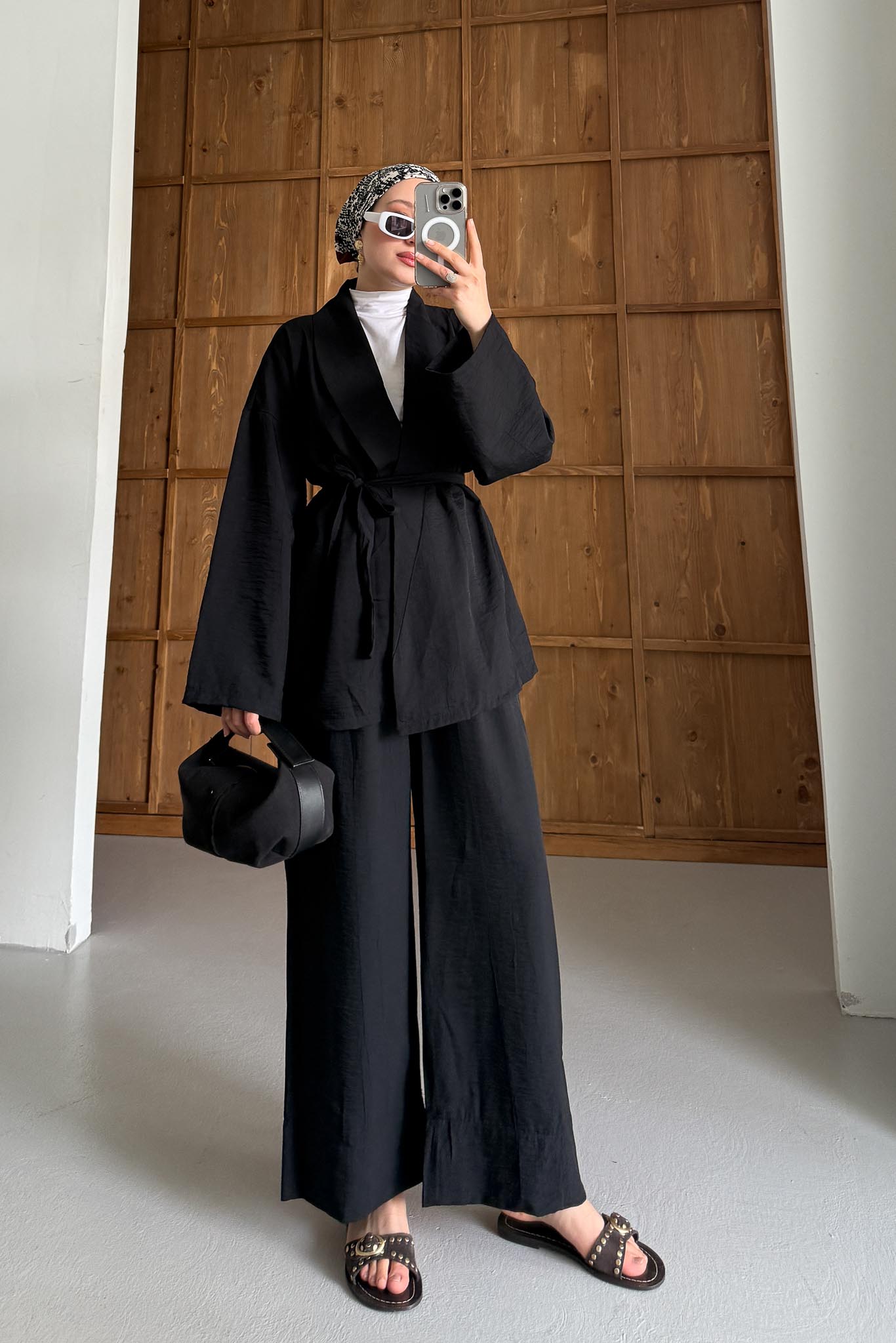 Mishel Kimono Takım Siyah