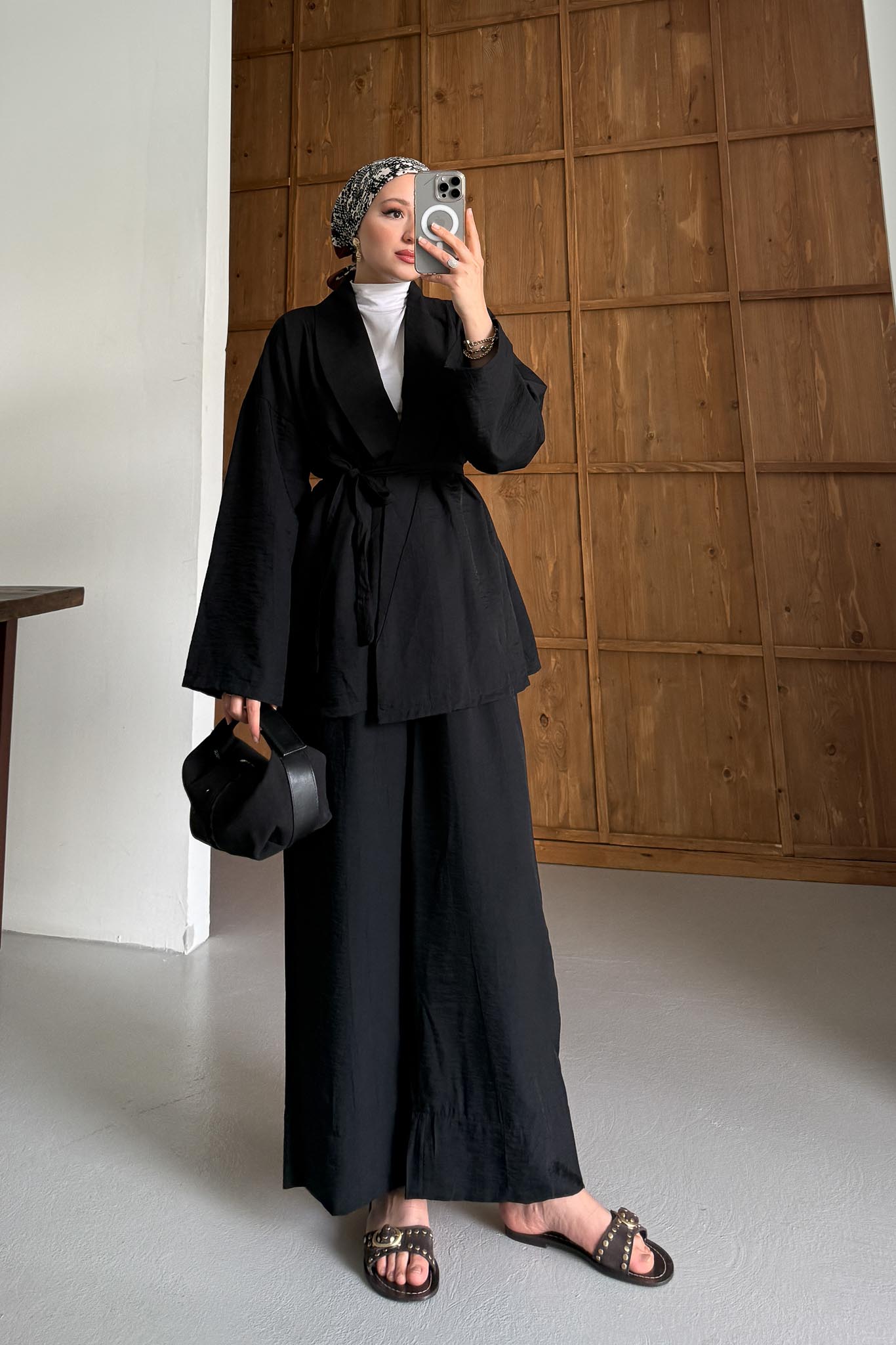 Mishel Kimono Takım Siyah
