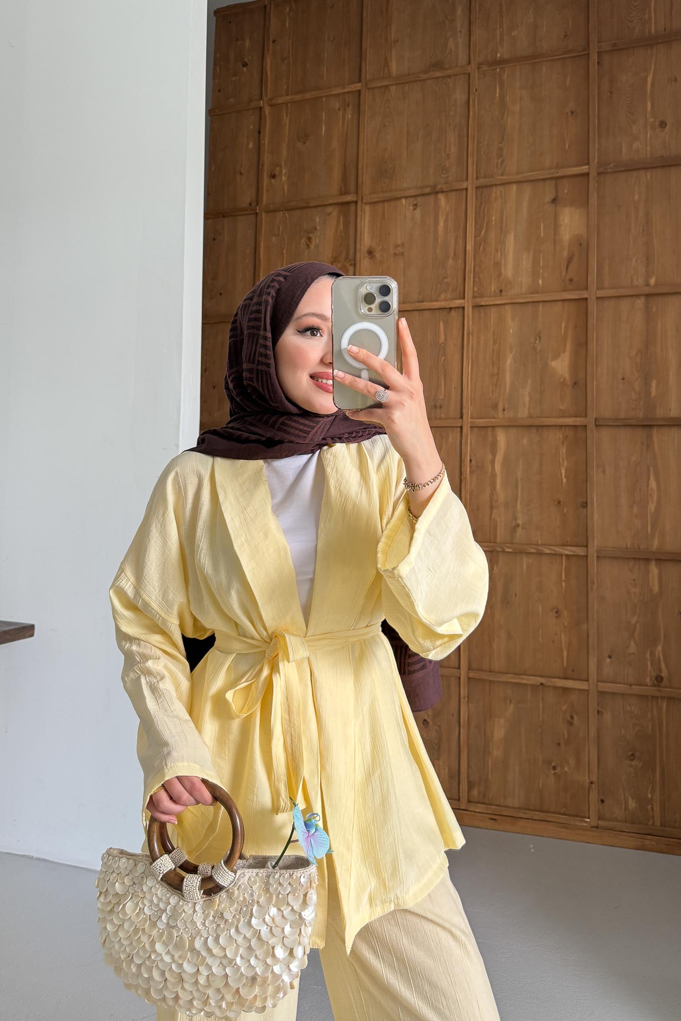 Tied Kimono Set Anthracite