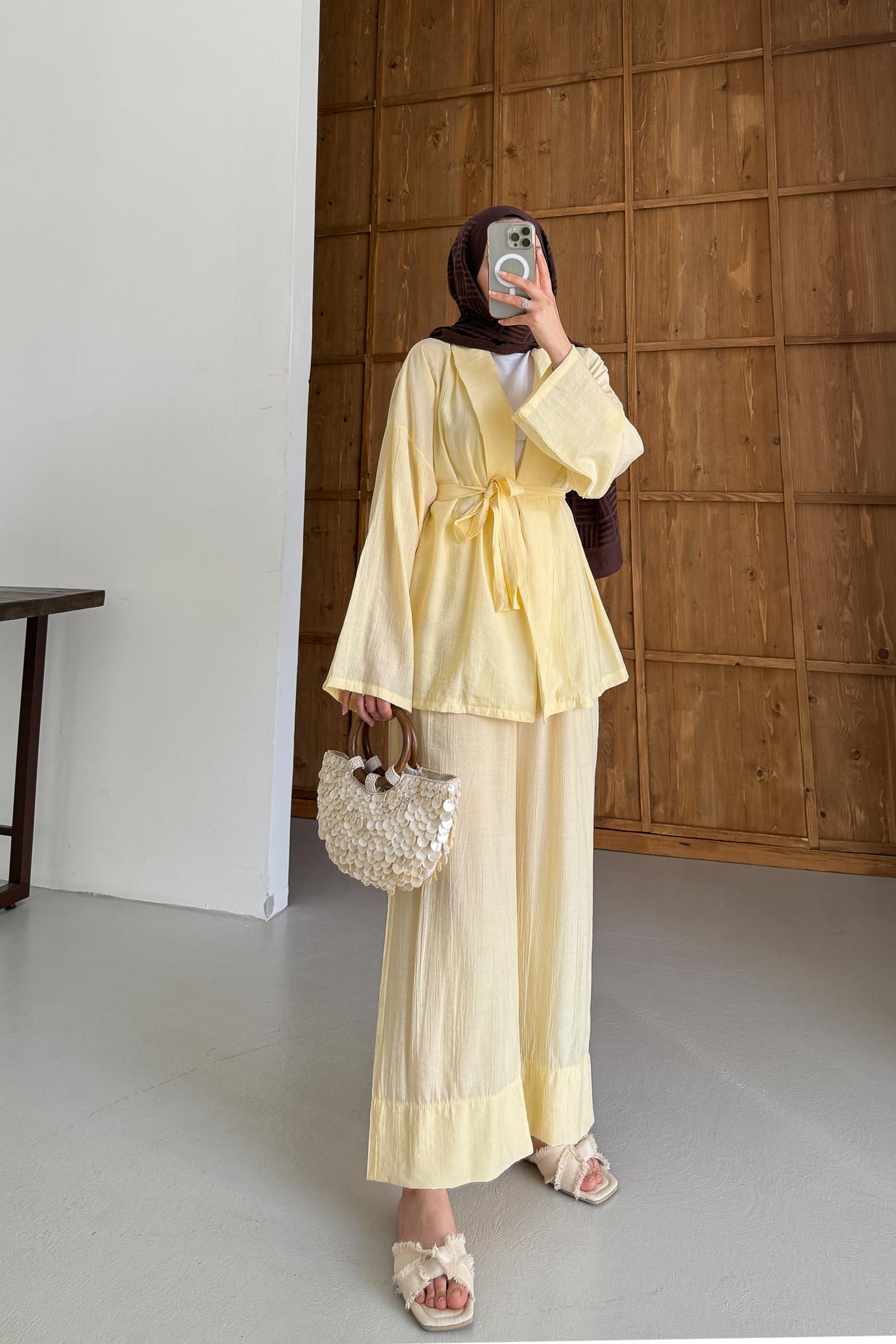 Tied Kimono Set Anthracite