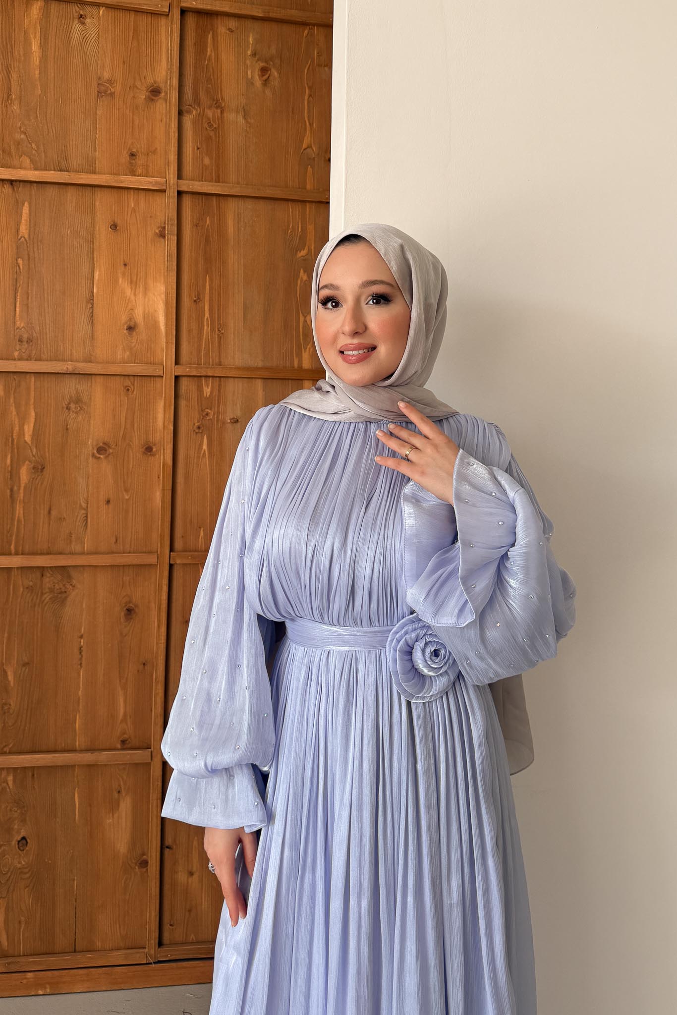 Maria İpek Taşlı Elbise Lila