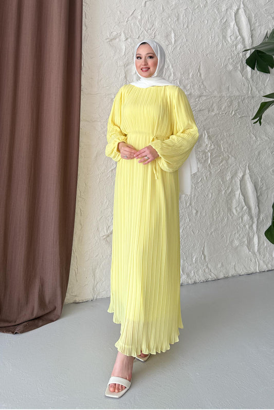 Seyran Piliseli Elbise Sarı