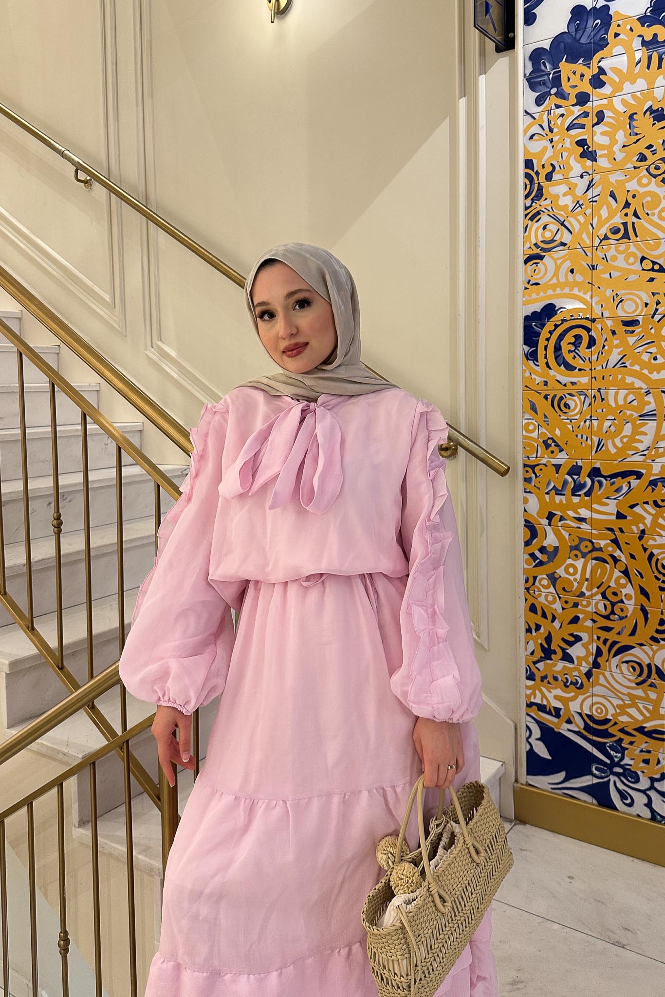 Seyran Pleated Dress Beige