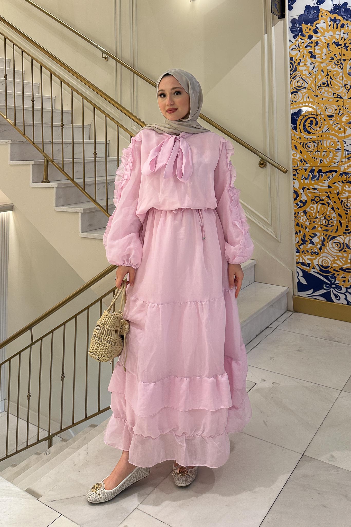 Seyran Pleated Dress Beige