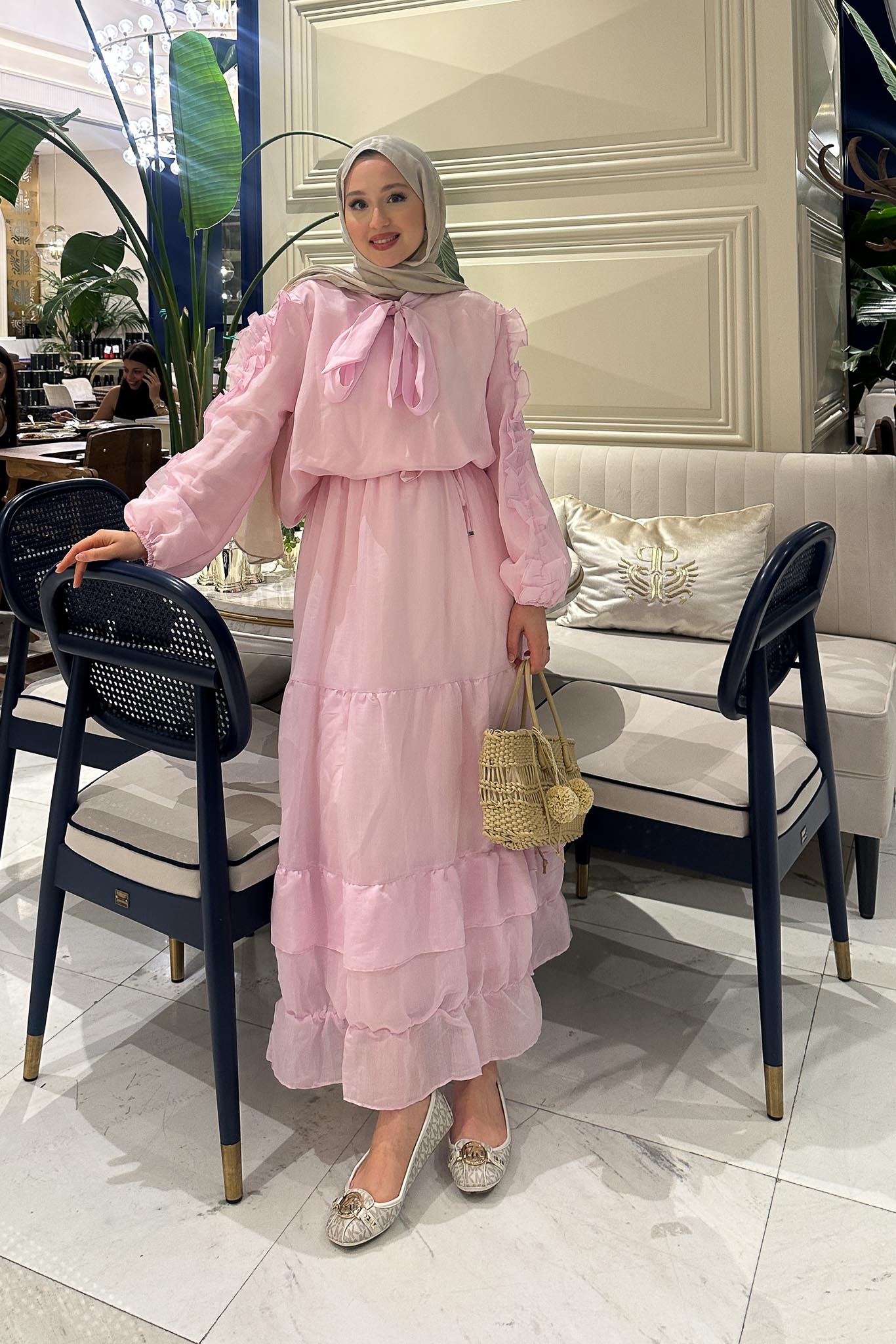 Seyran Pleated Dress Beige