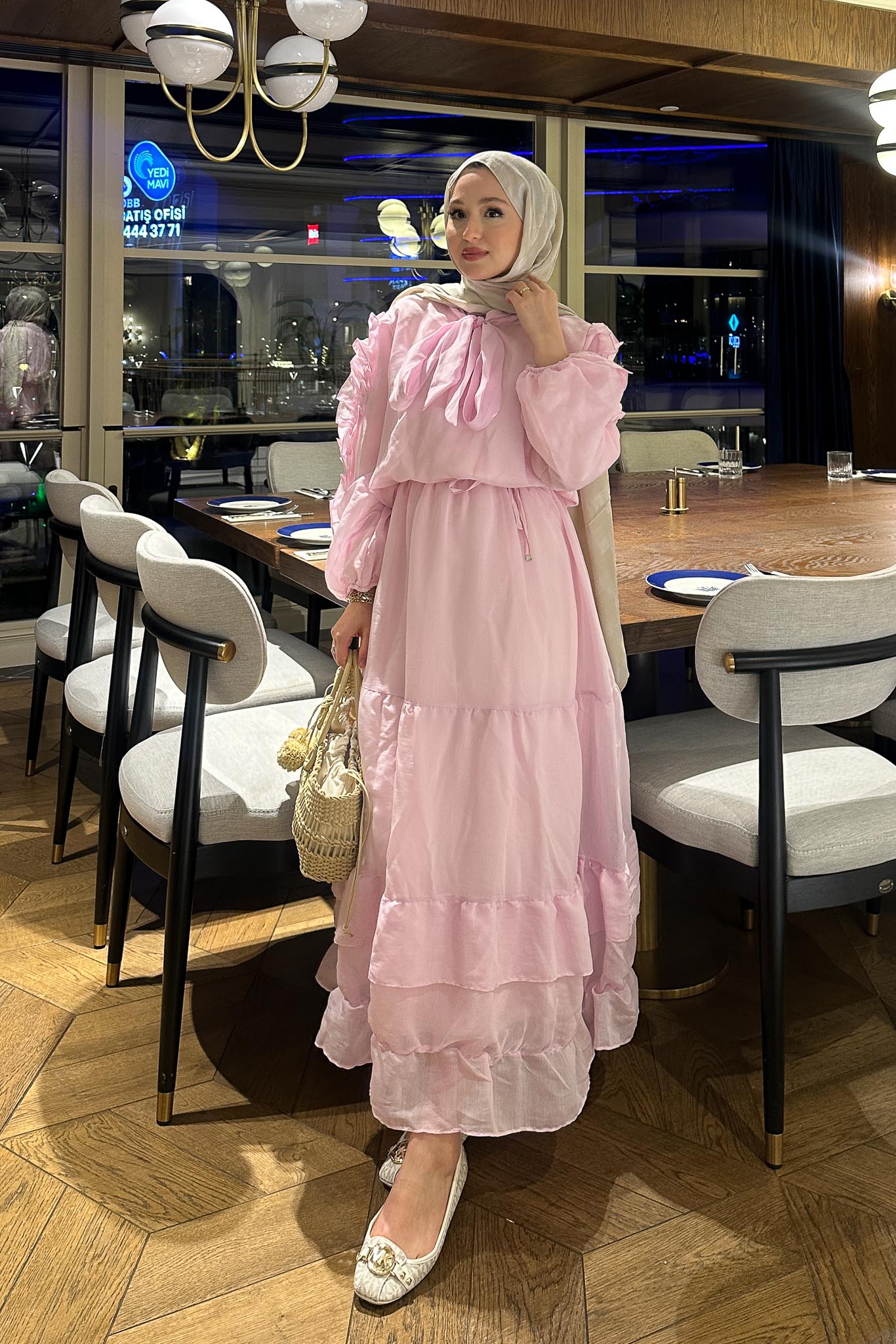 Seyran Pleated Dress Beige