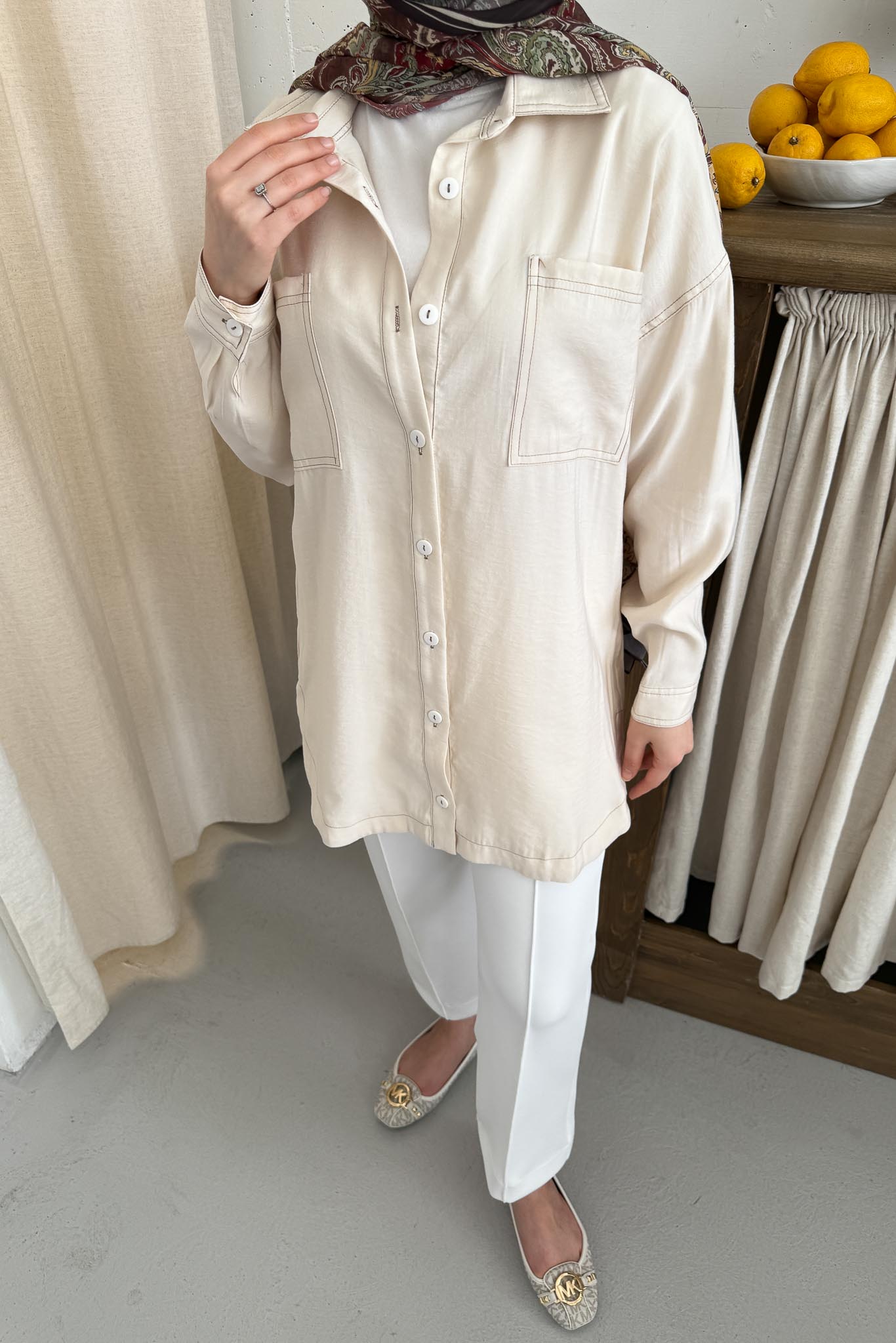 Ales Shoulder Lace Shirt Ecru