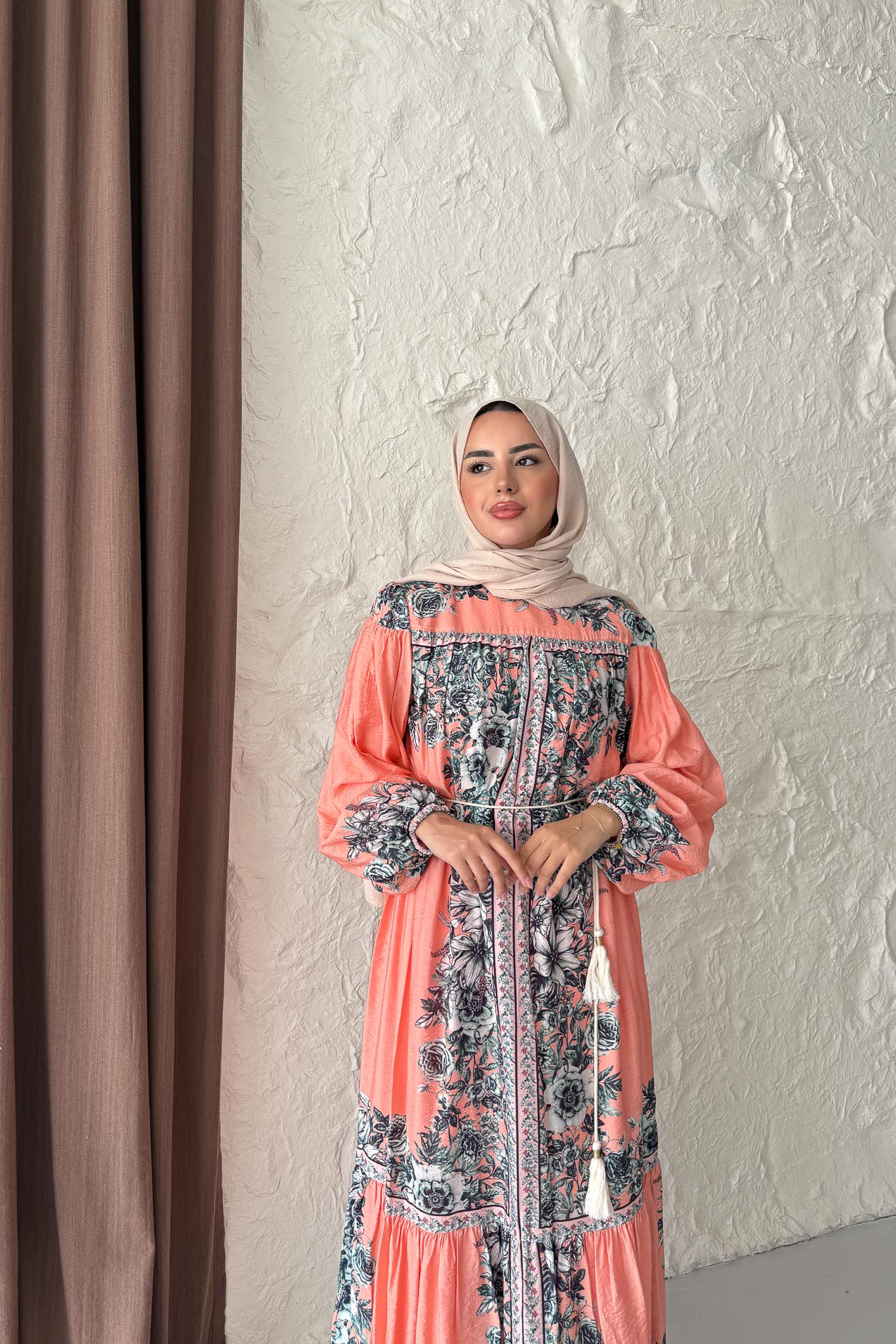 Europe Desenli Elbise Turuncu