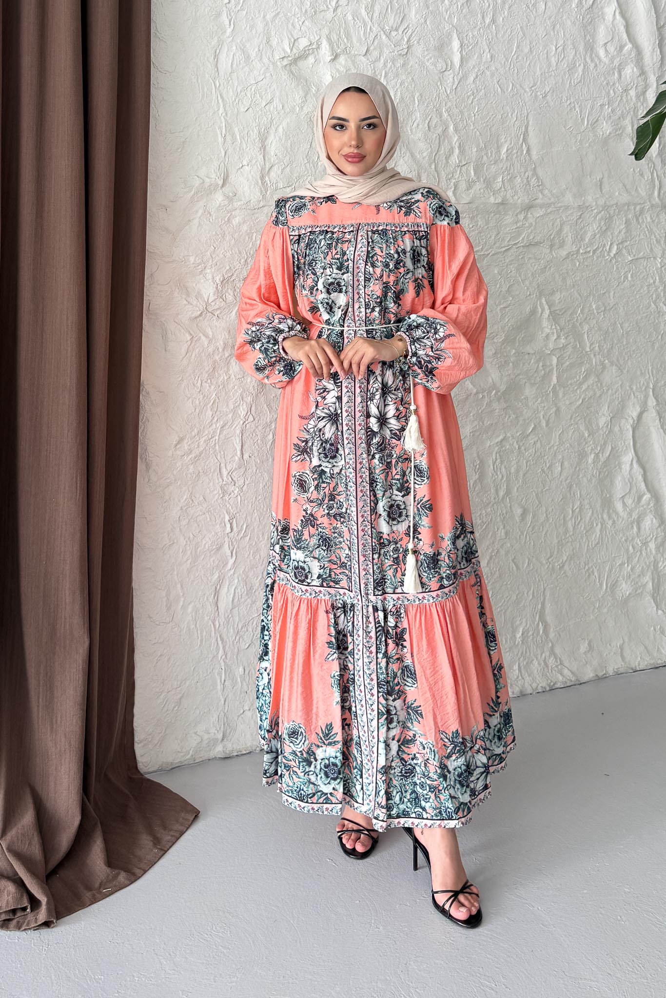 Europe Desenli Elbise Turuncu