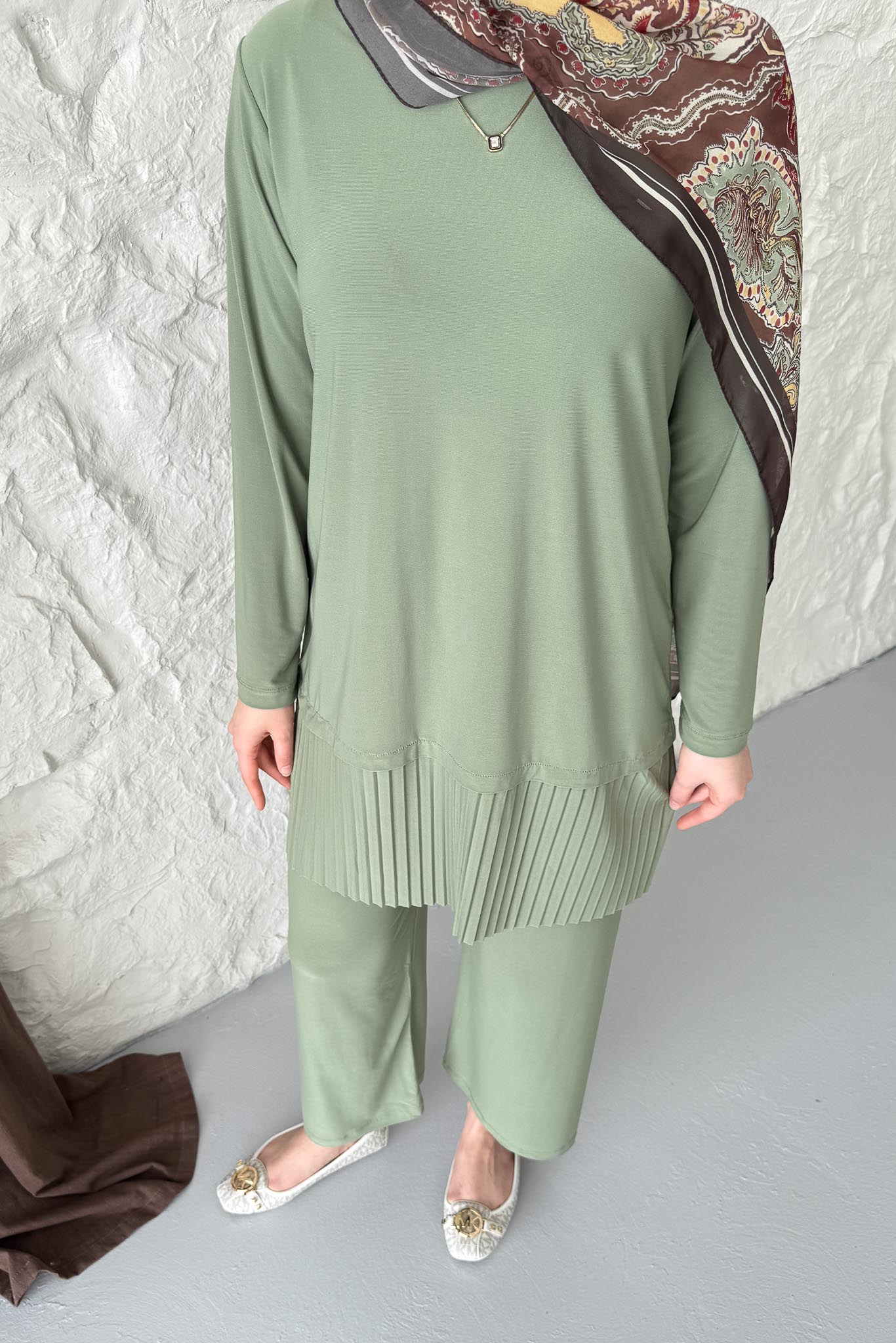 Seyran Pleated Dress Beige