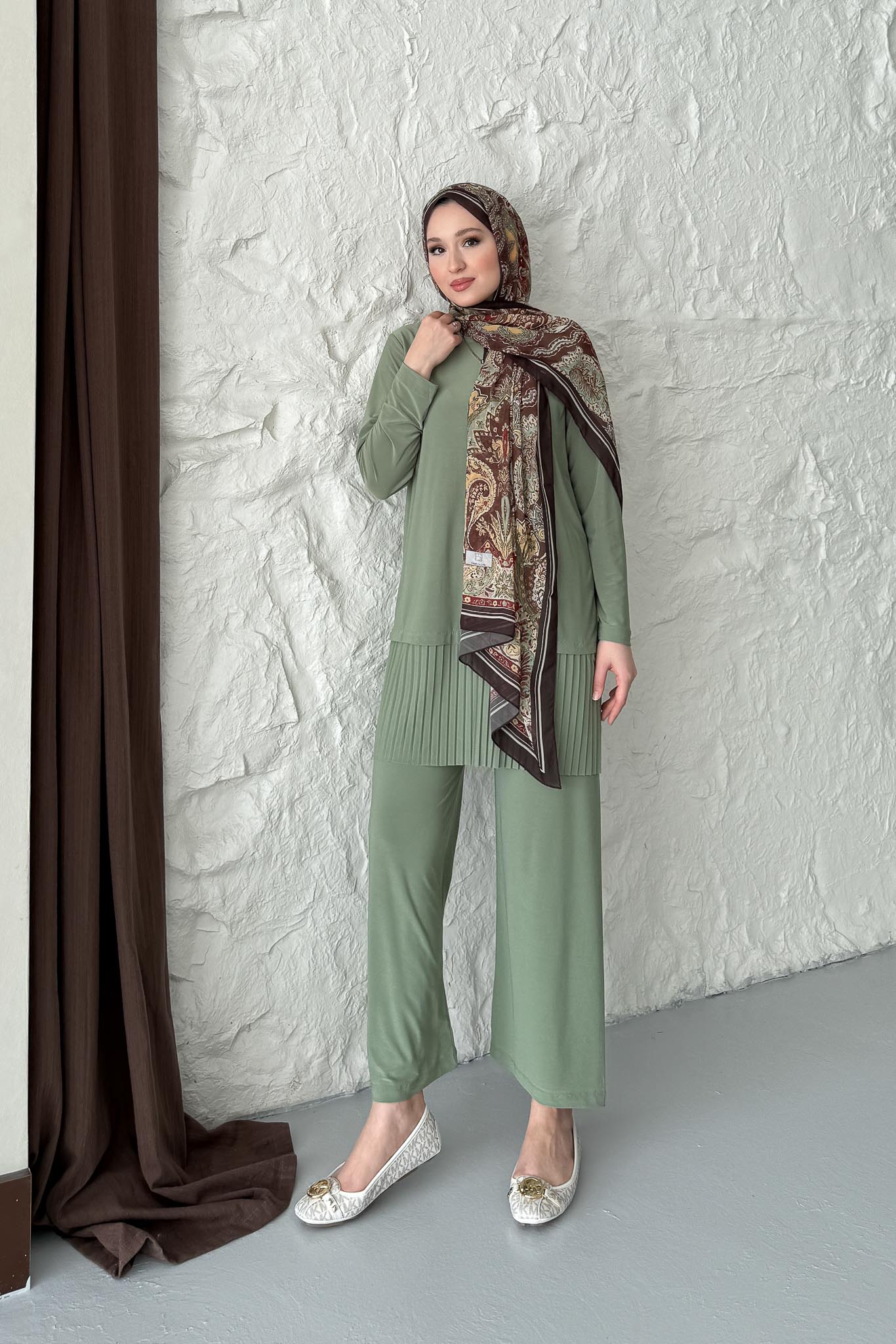 Seyran Pleated Dress Beige