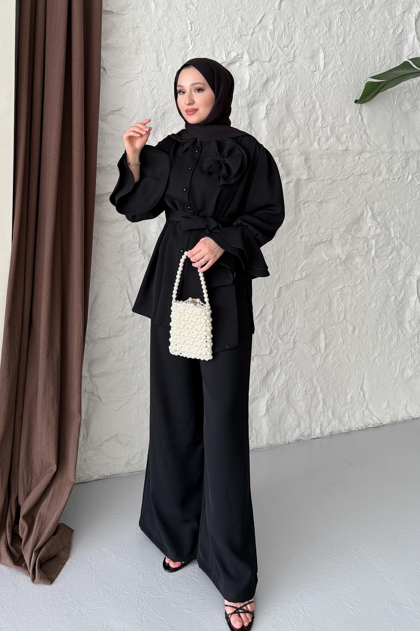 Garcia Motifli Takım Siyah