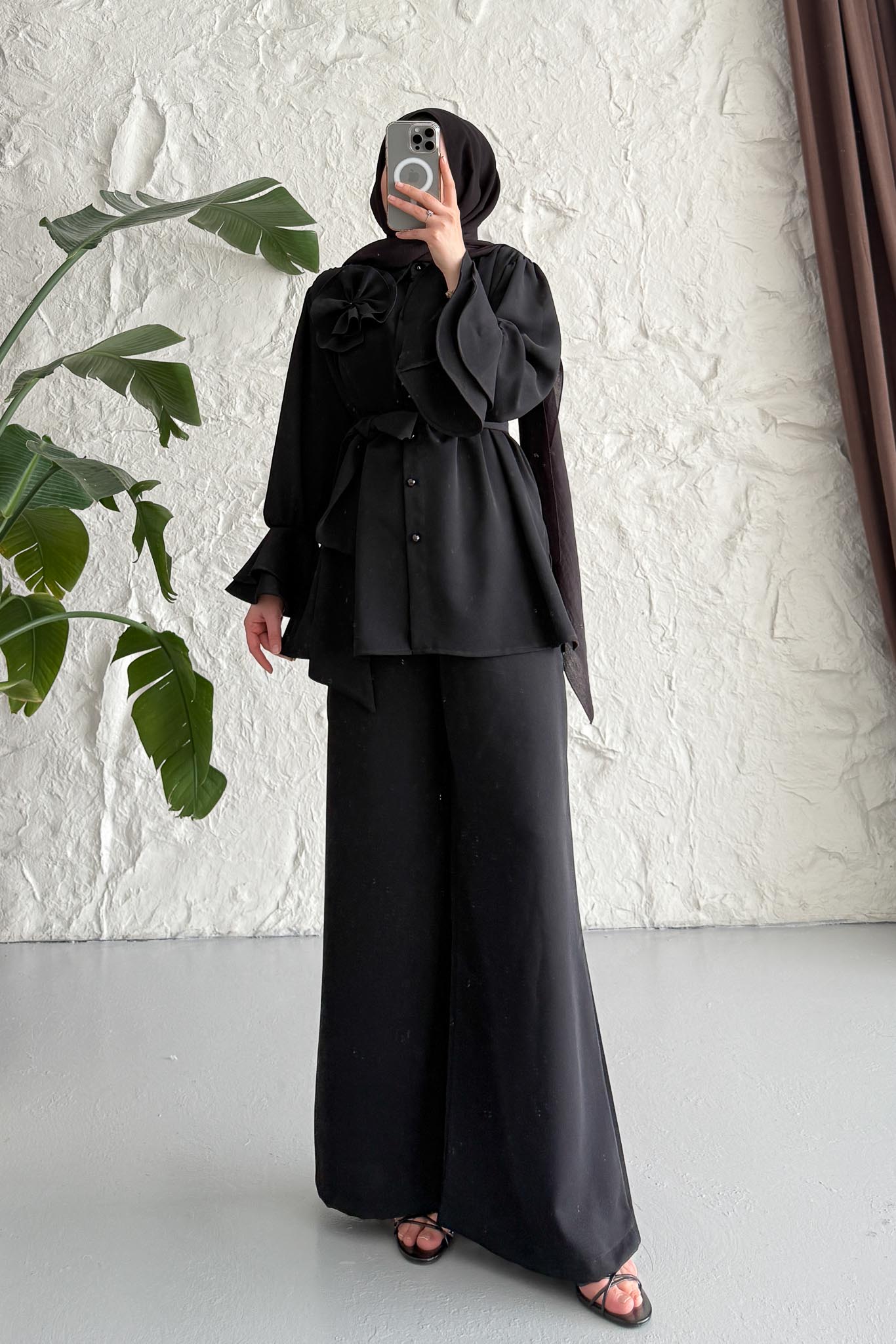 Garcia Motifli Takım Siyah