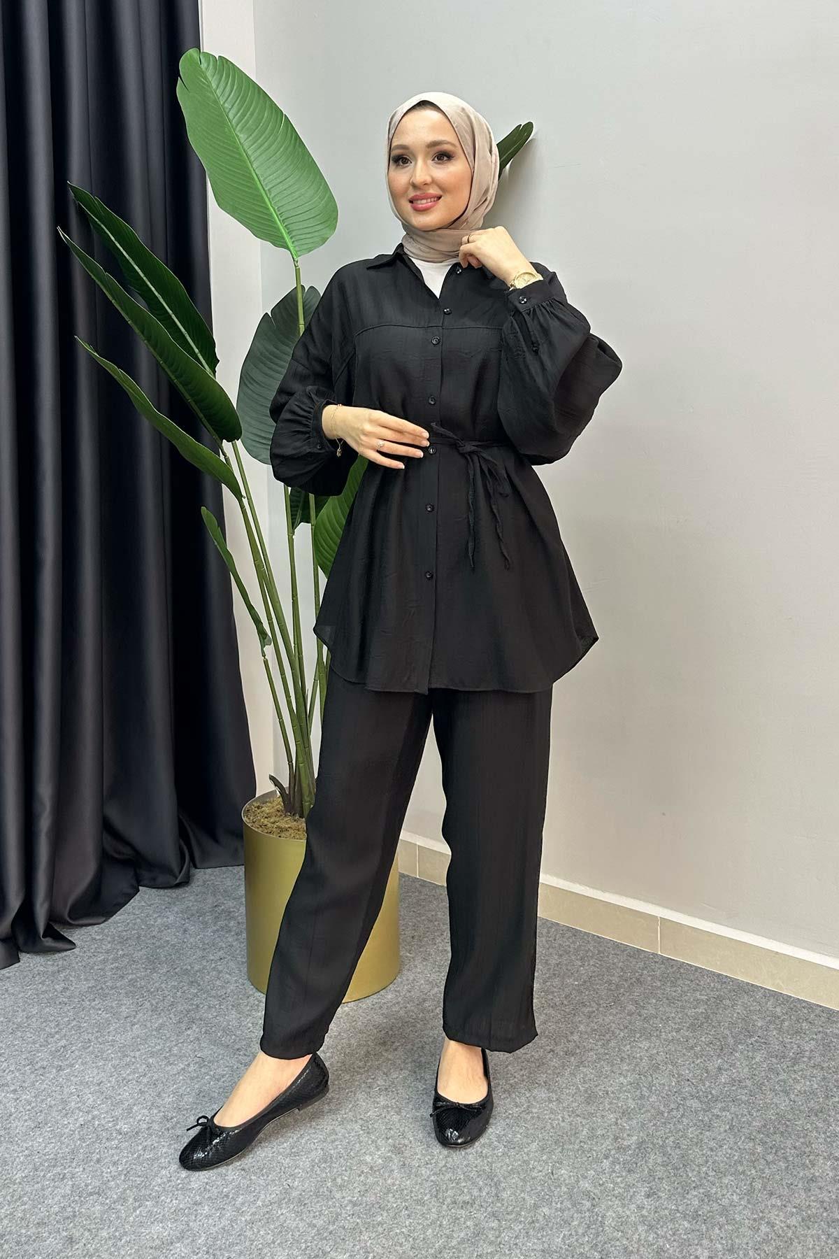 Venezia Crinkle Set Black