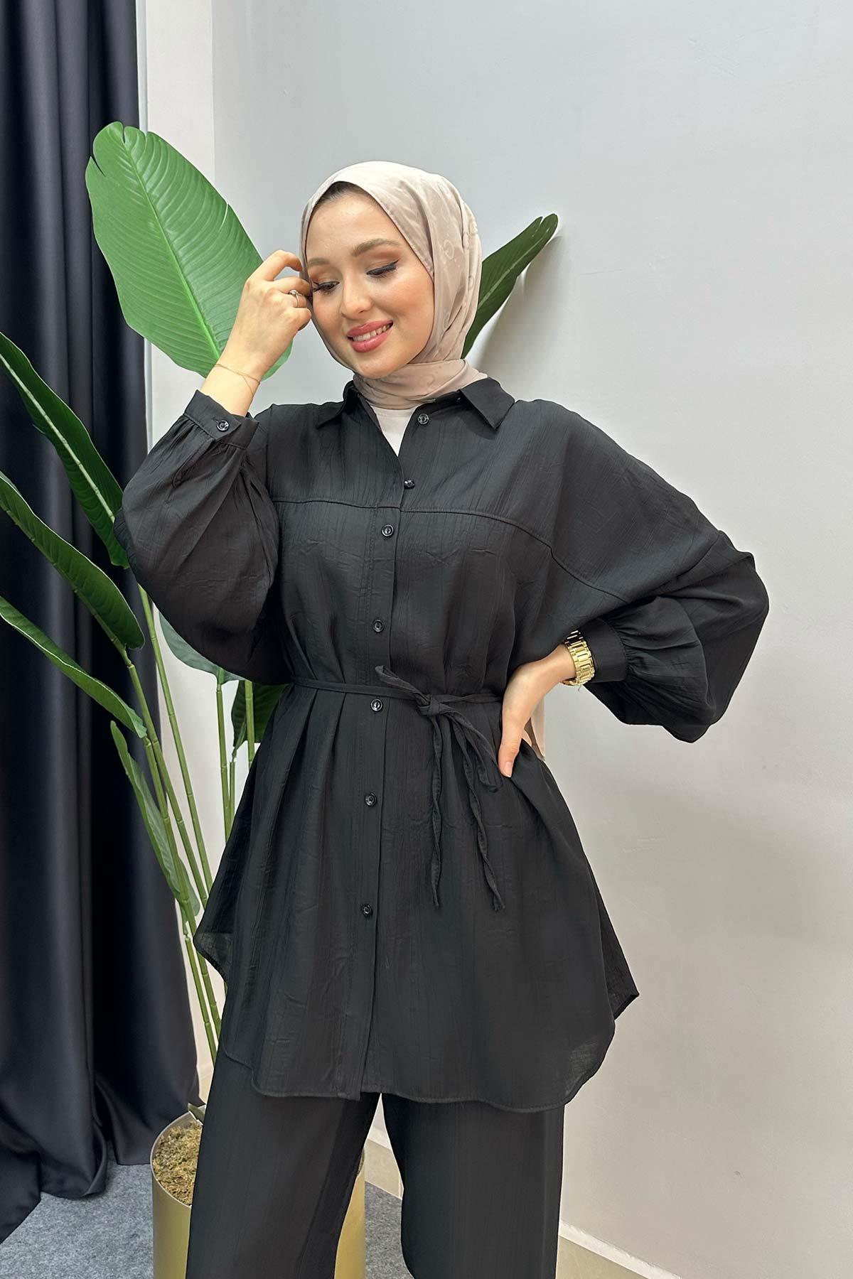 Venezia Crinkle Set Black