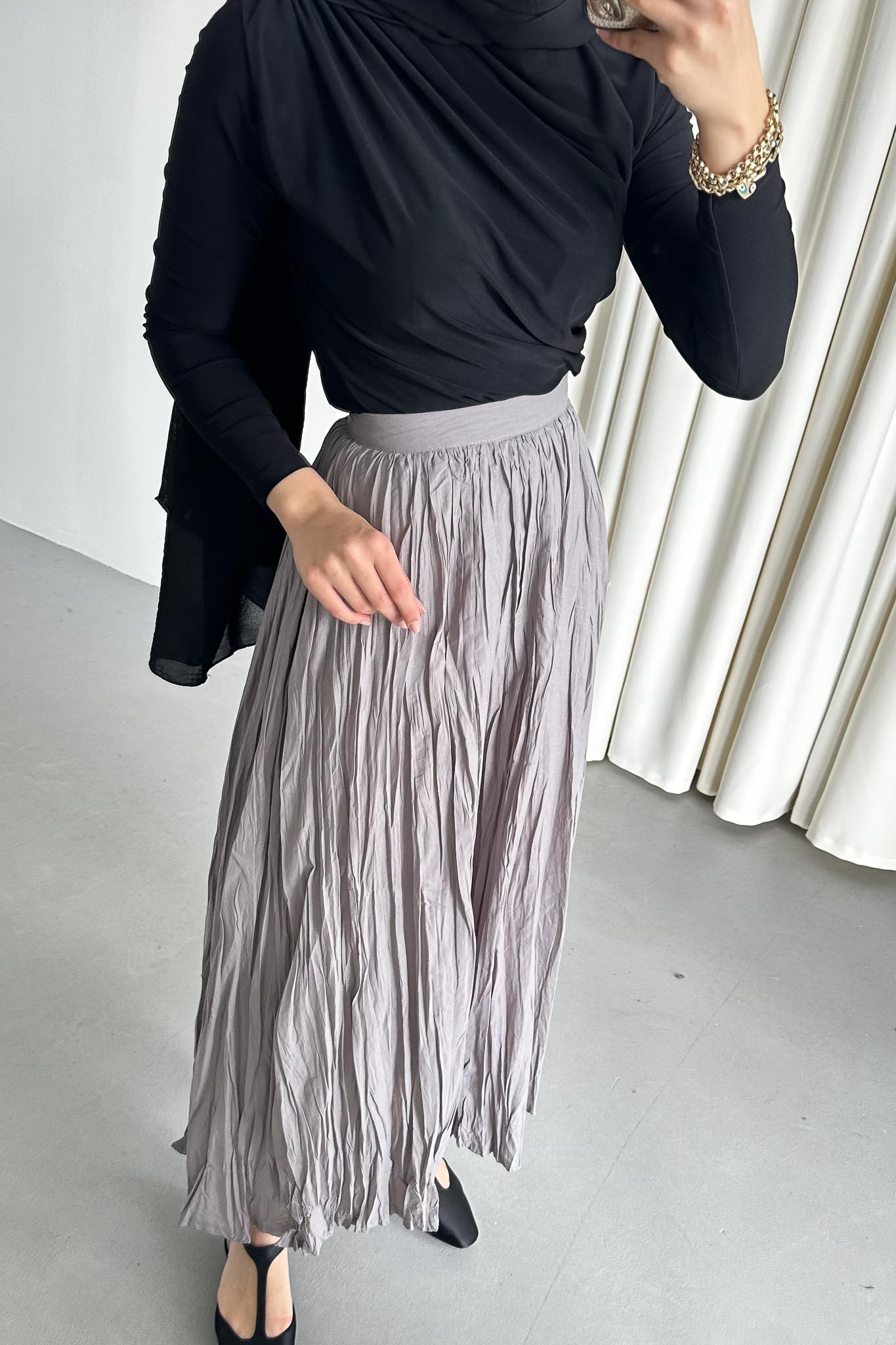 Tied Linen Skirt Beige