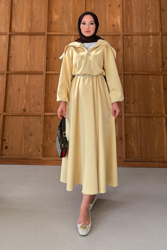 Zincirli Gemici Elbise Sarı