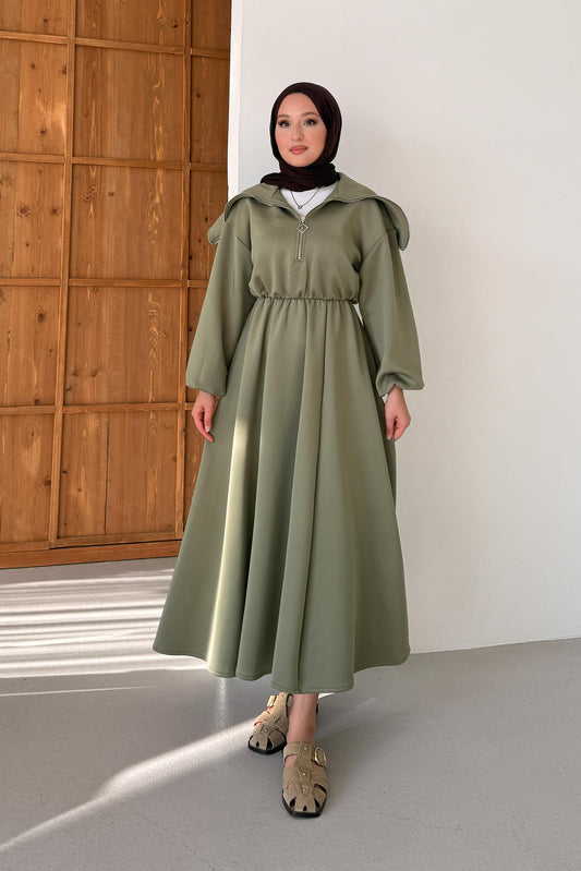 Zincirli Gemici Elbise Su Yeşili