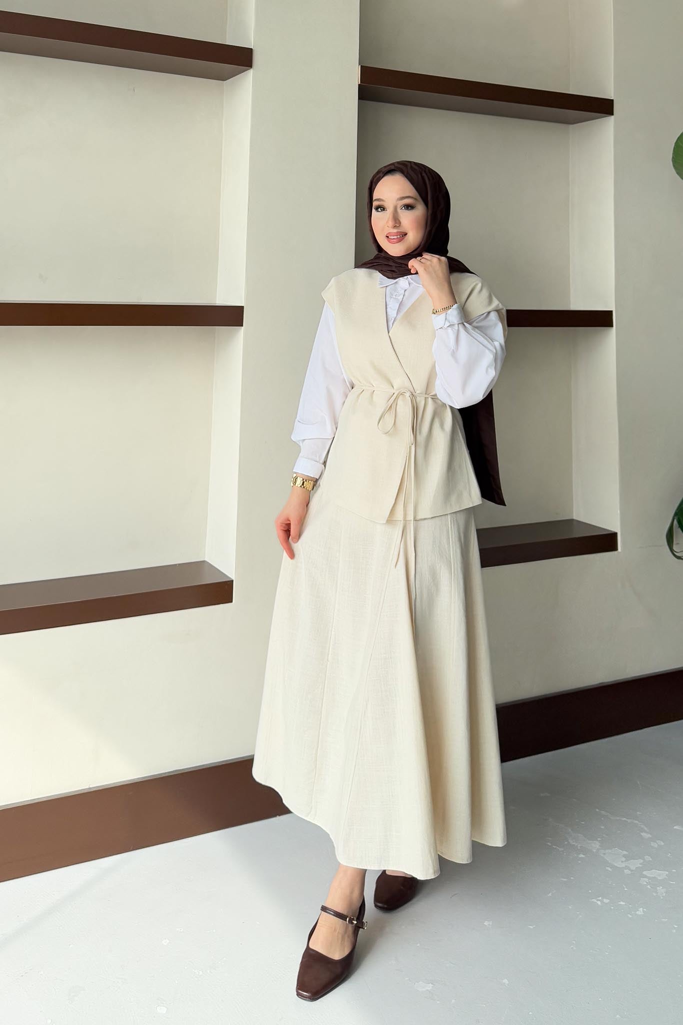 Jude V Yaka Yelekli Takım Bej