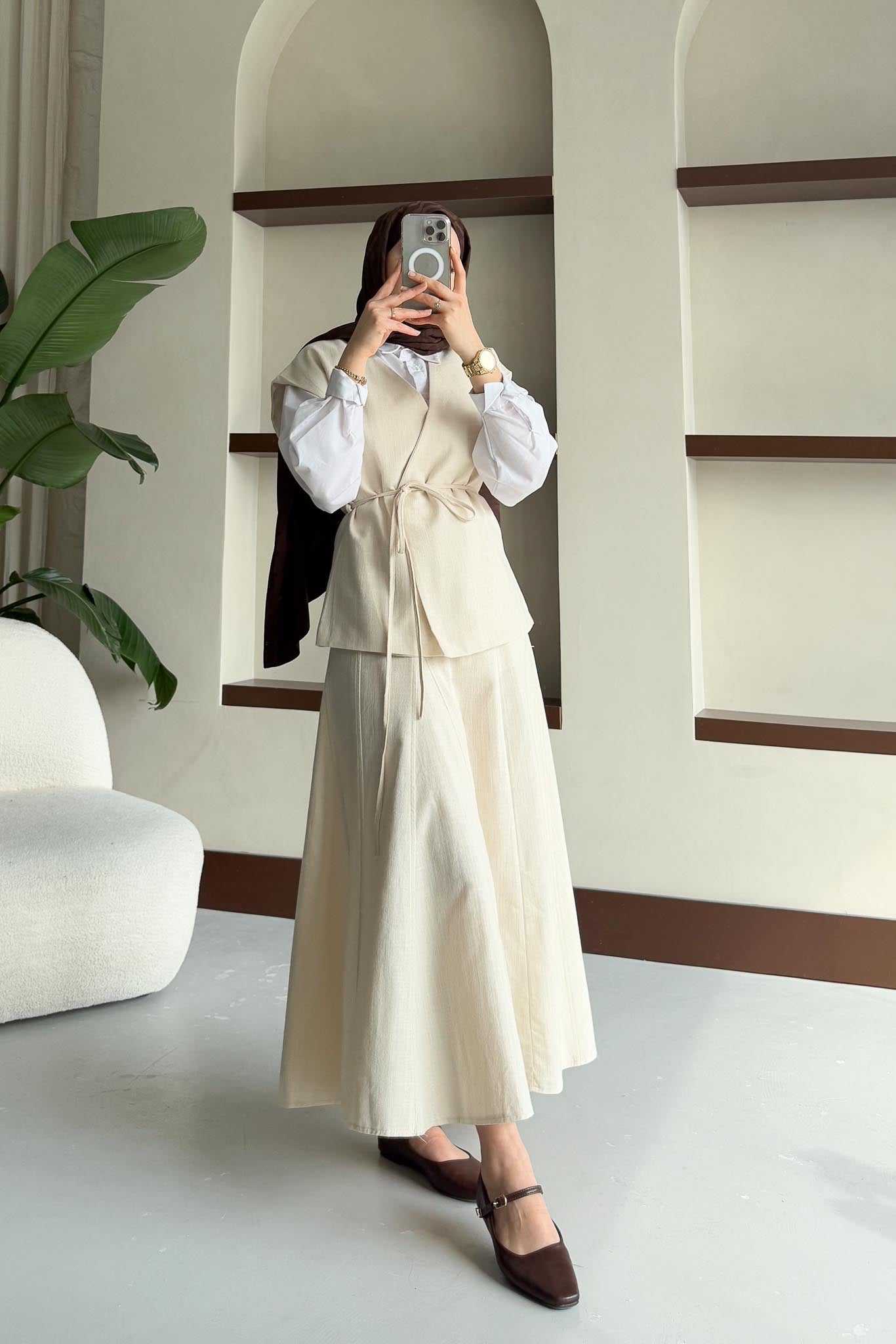 Jude V Yaka Yelekli Takım Bej