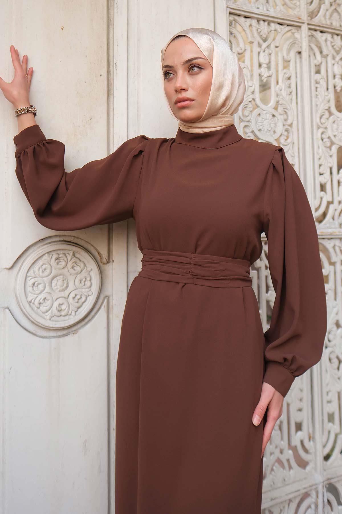Yeni Hürrem Abiye Elbise Kahverengi