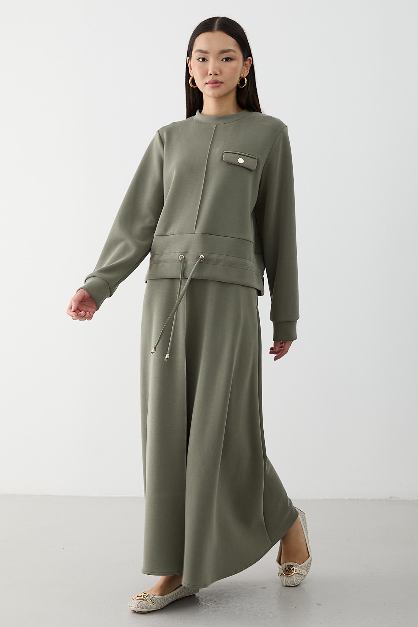 Ajda Pleated Skirt Set Petrol