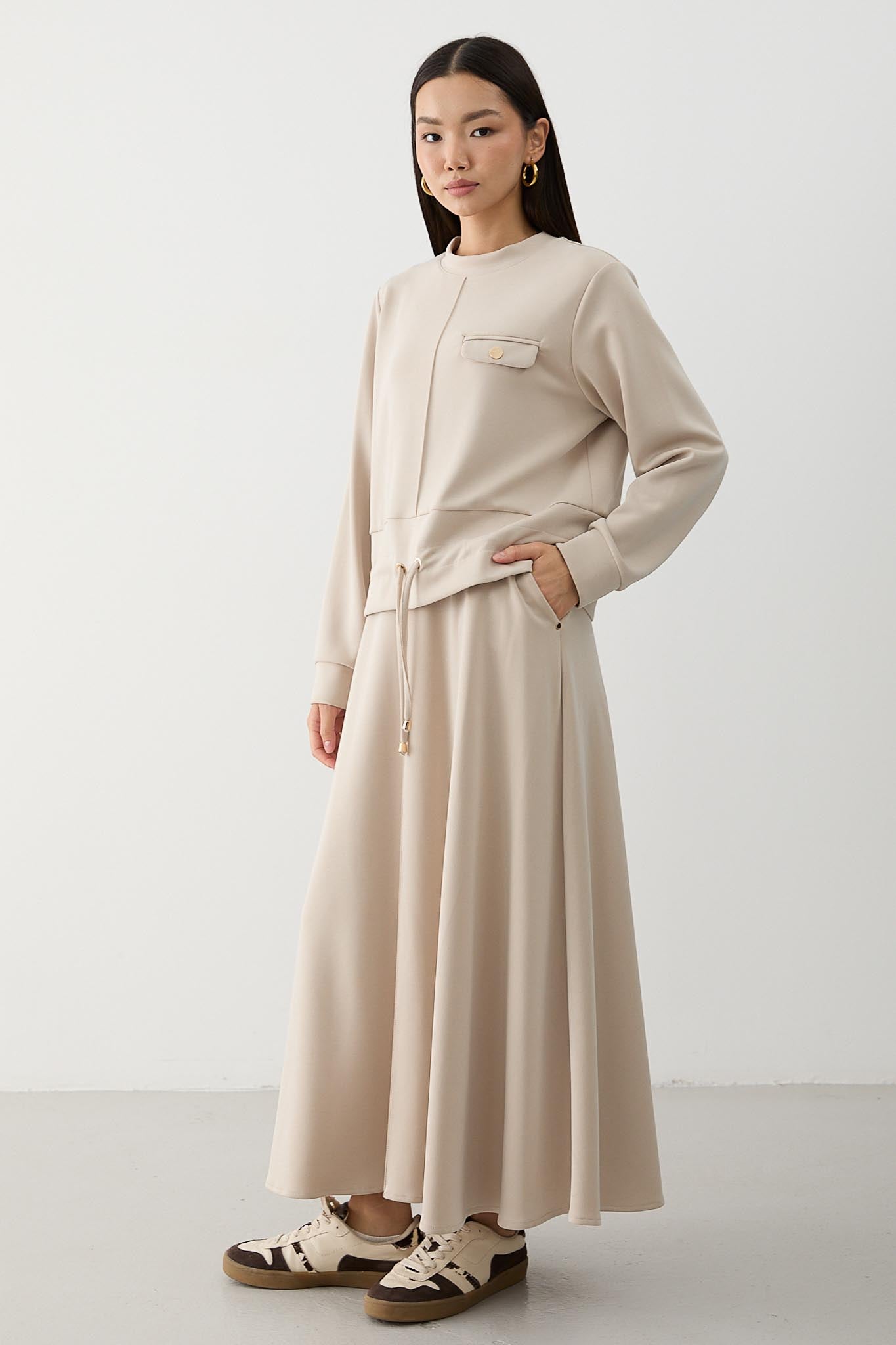 Ajda Pleated Skirt Set Petrol