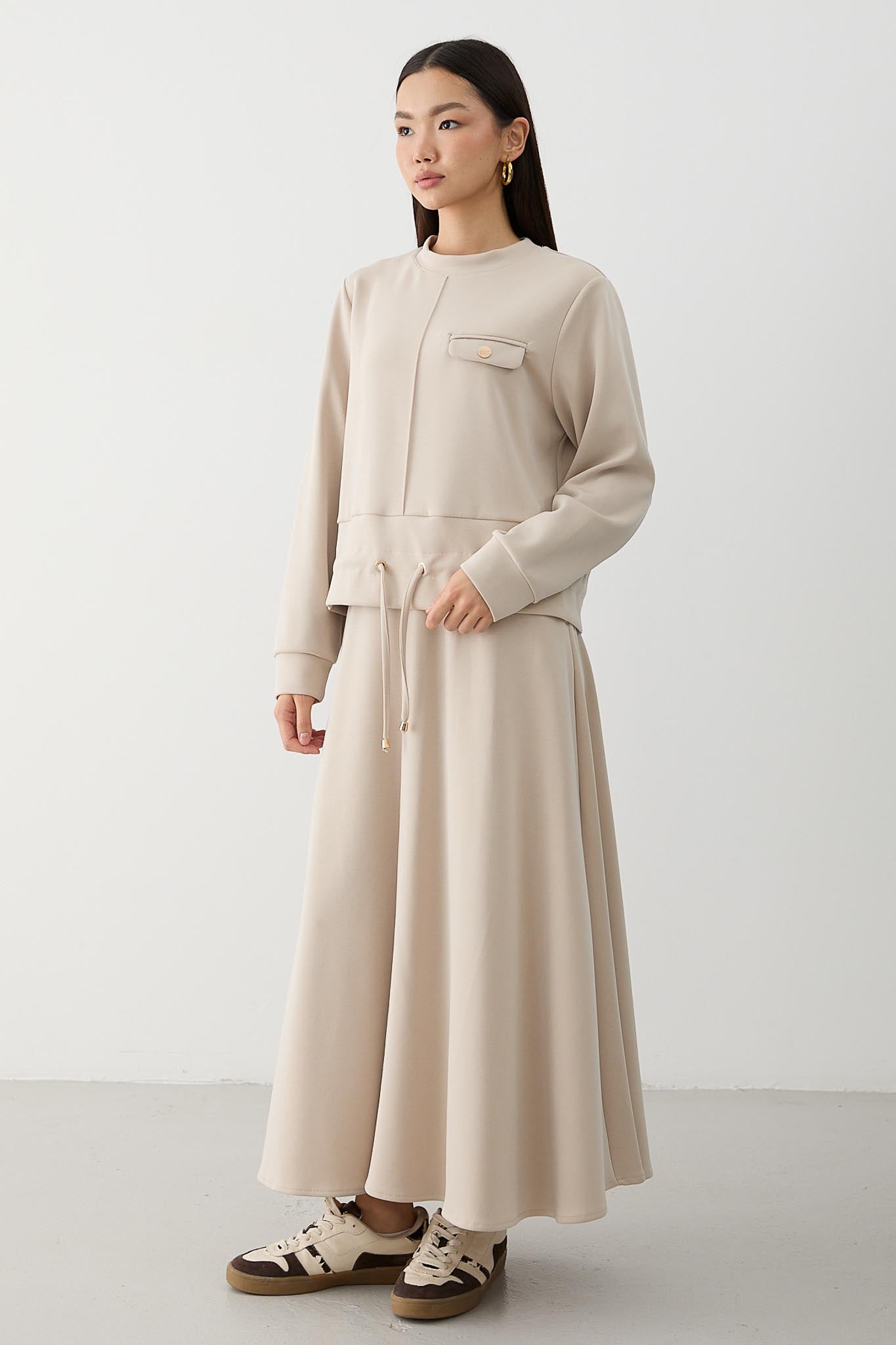Ajda Pleated Skirt Set Petrol