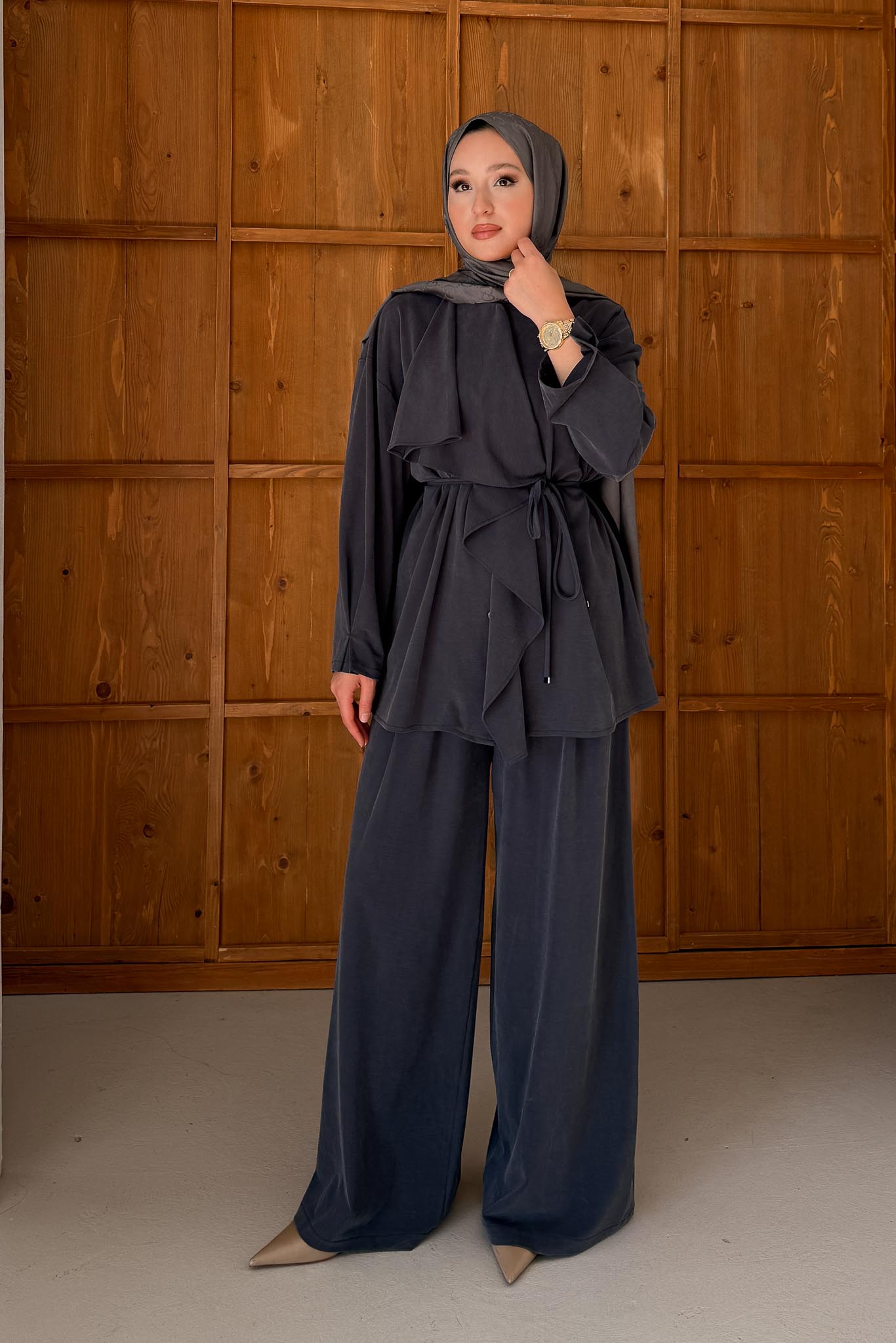 Ajda Pleated Skirt Set Petrol