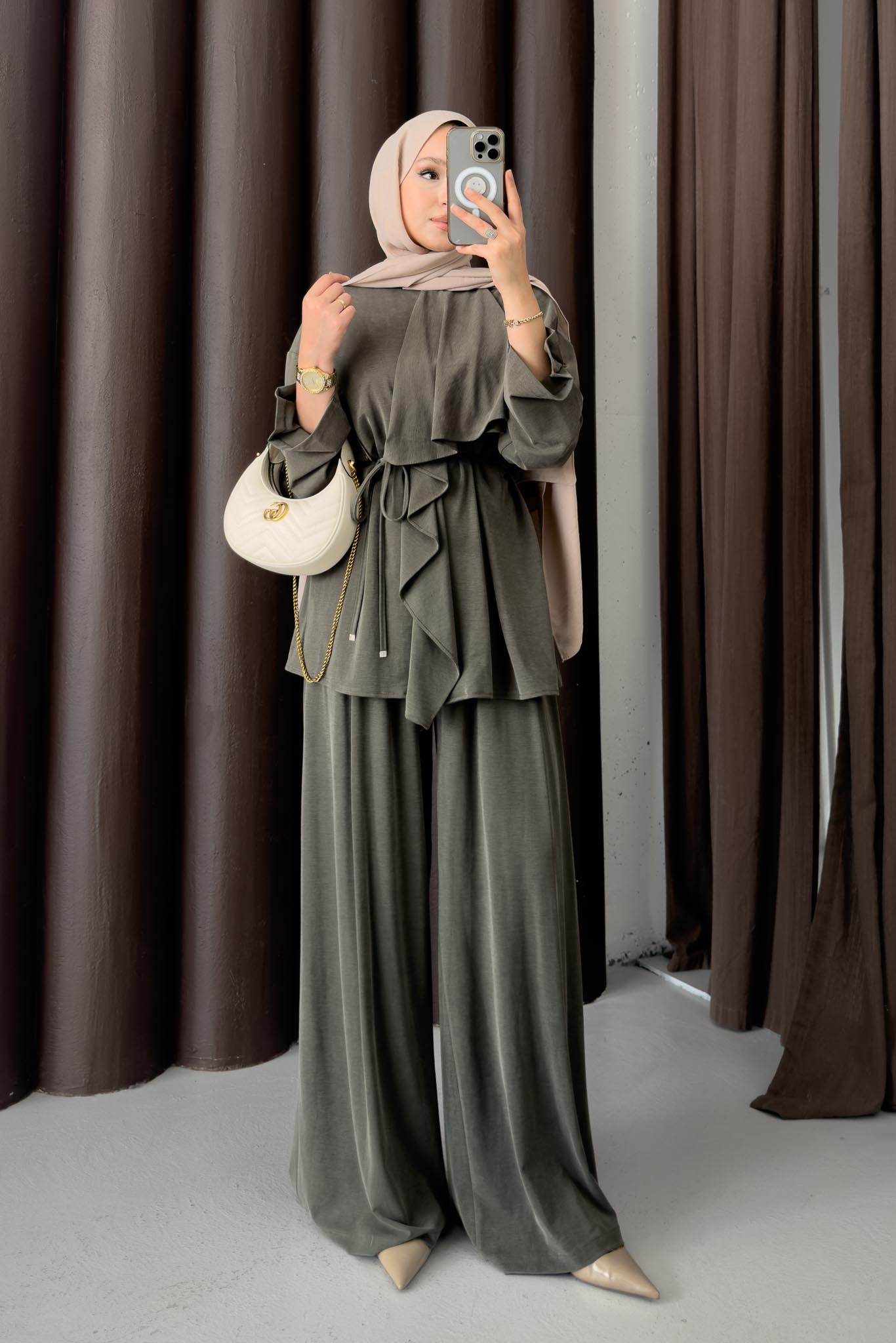 Ajda Pleated Skirt Set Petrol