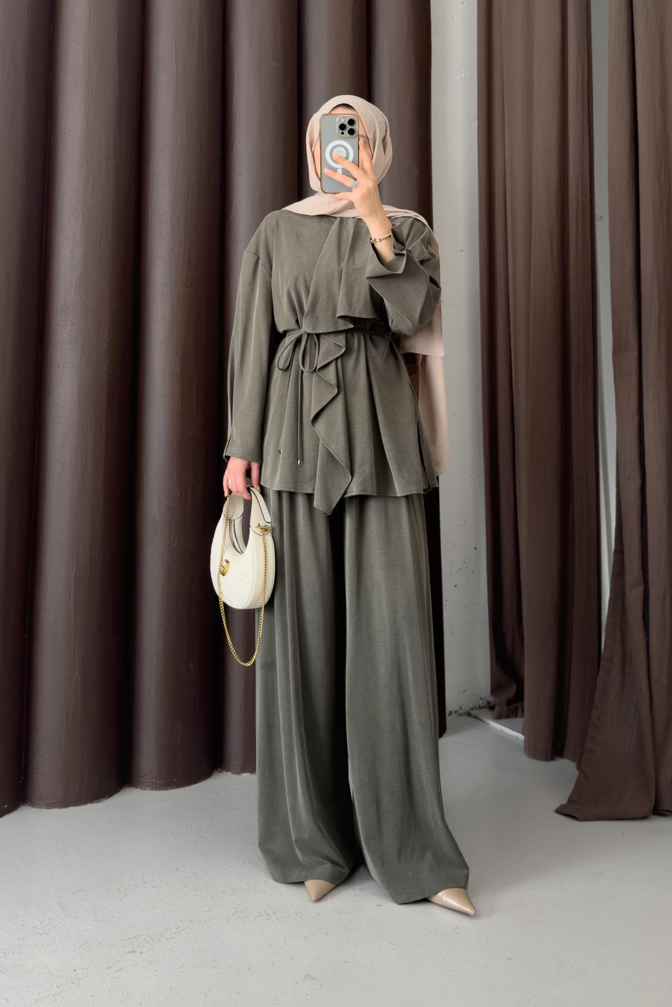 Ajda Pleated Skirt Set Petrol