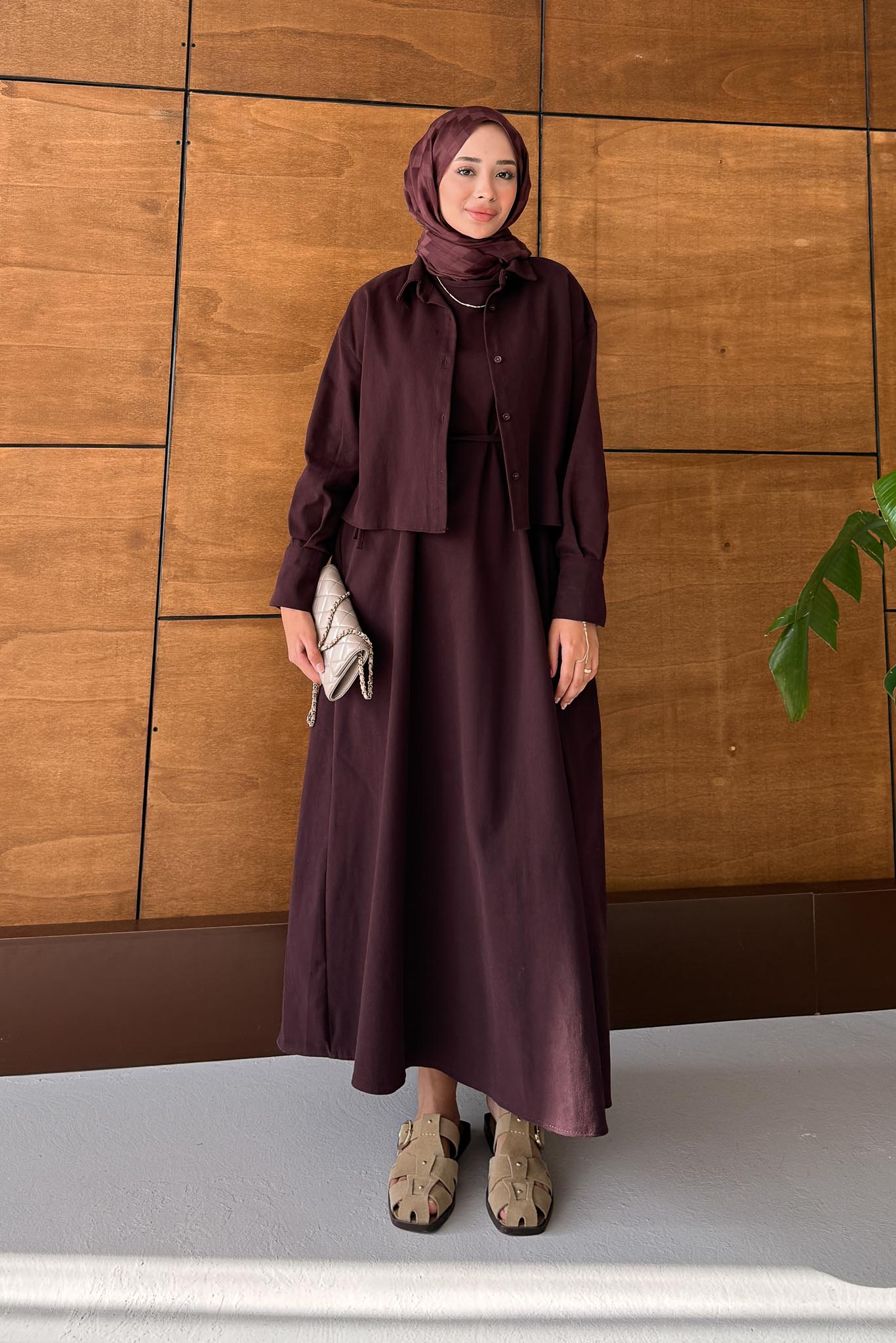 Tuano Bomber Elbise Bordo