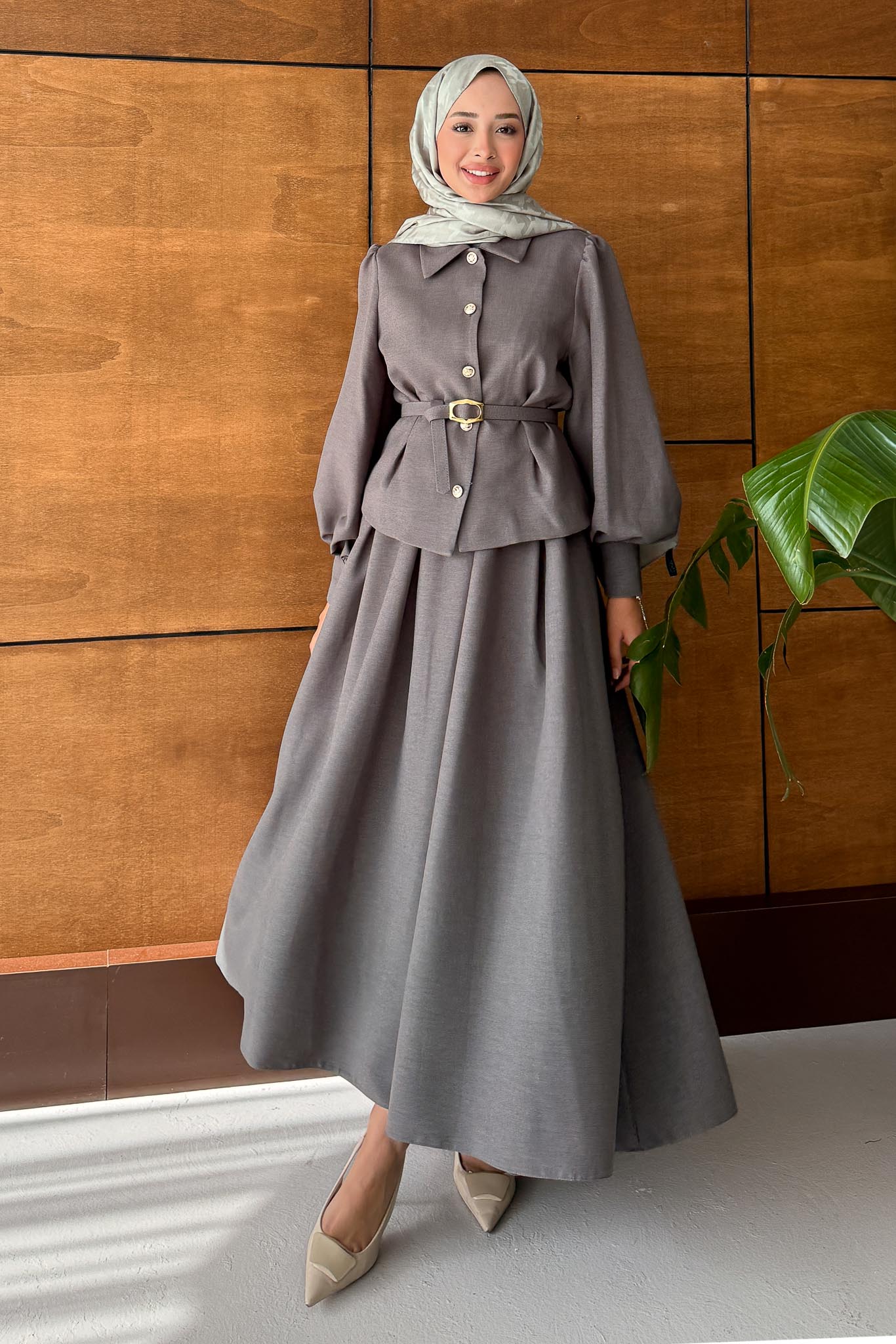 Ajda Pleated Skirt Set Petrol