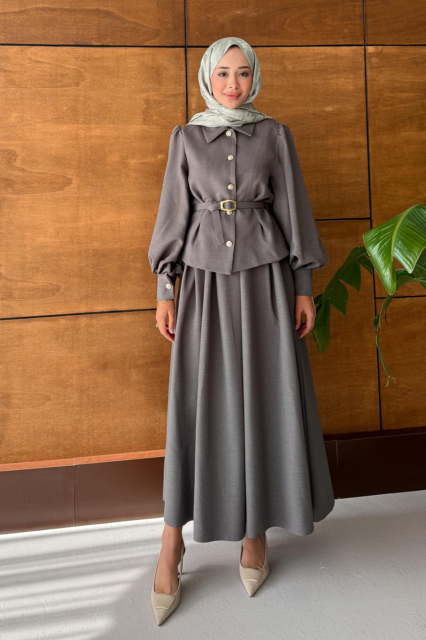 Ajda Pleated Skirt Set Petrol