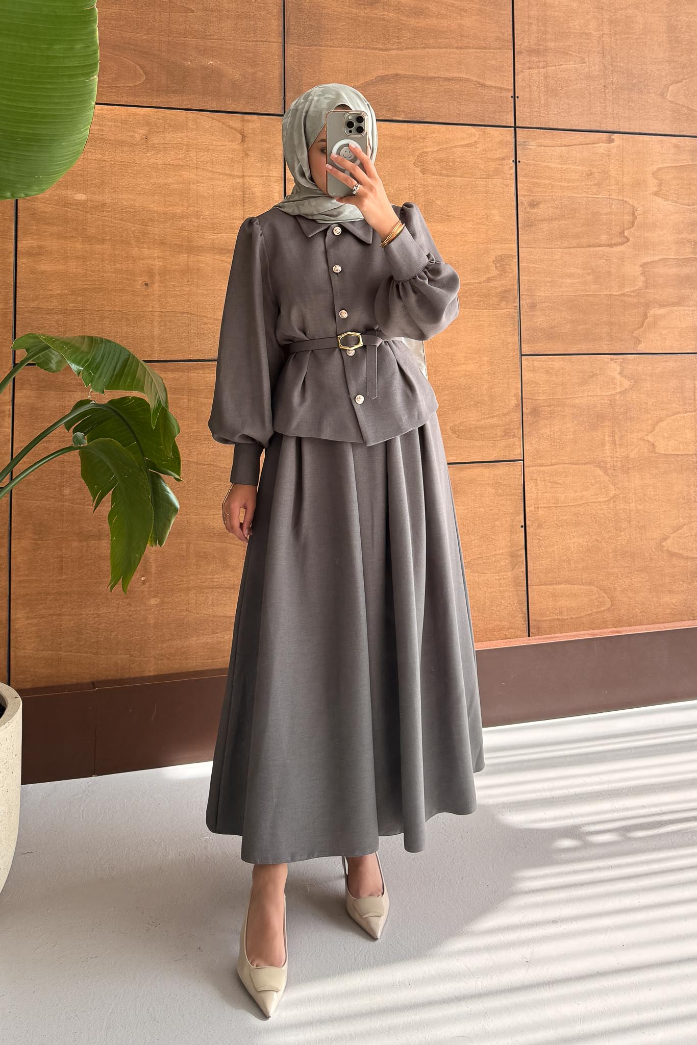 Ajda Pleated Skirt Set Petrol
