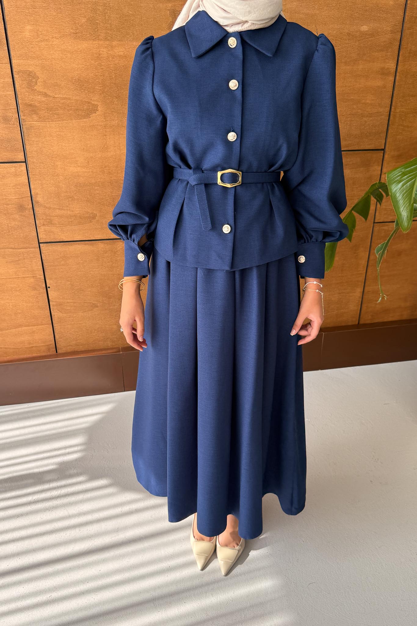 Ajda Pleated Skirt Set Petrol