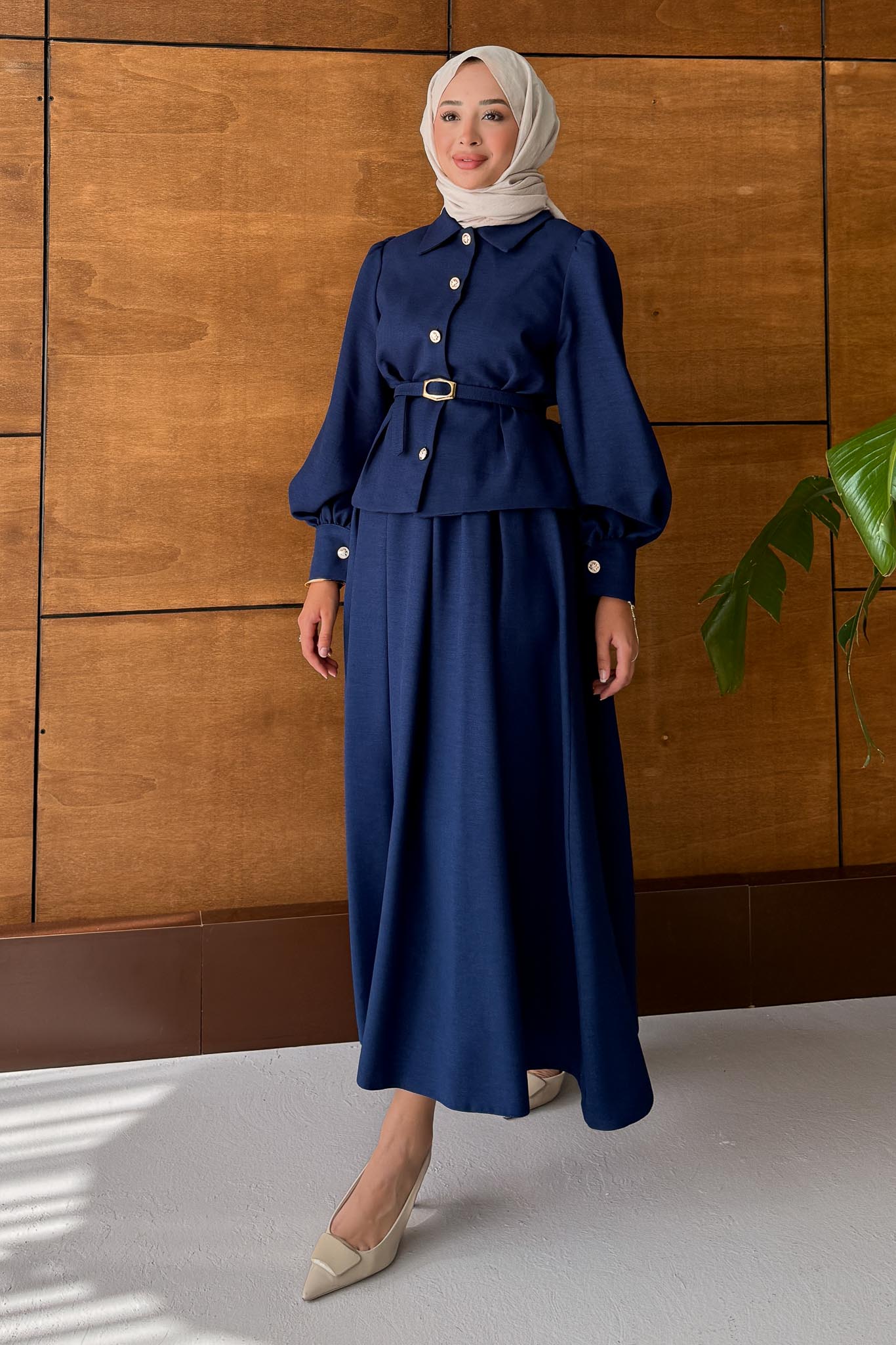 Ajda Pleated Skirt Set Petrol