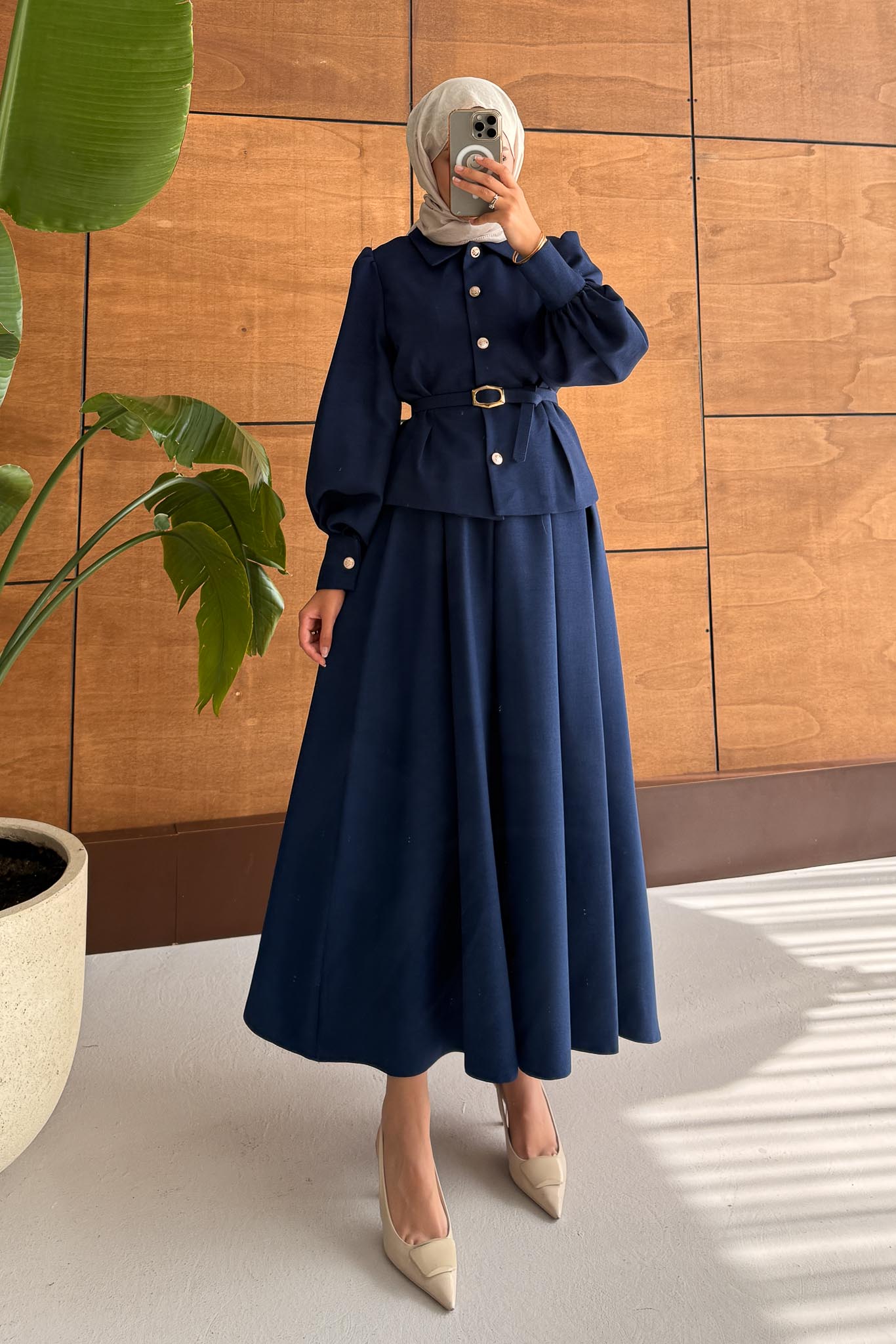 Ajda Pleated Skirt Set Petrol