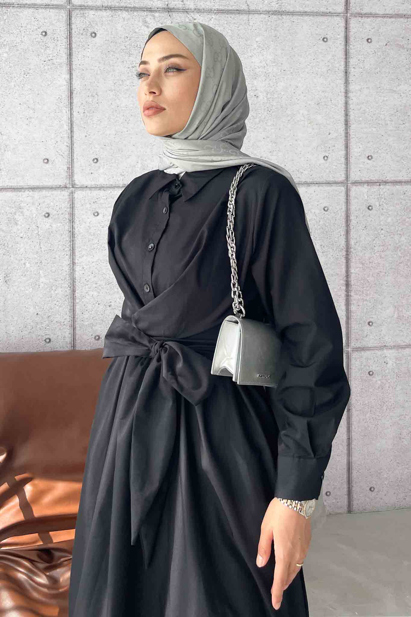 Live Belden Bağlamalı Elbise Siyah