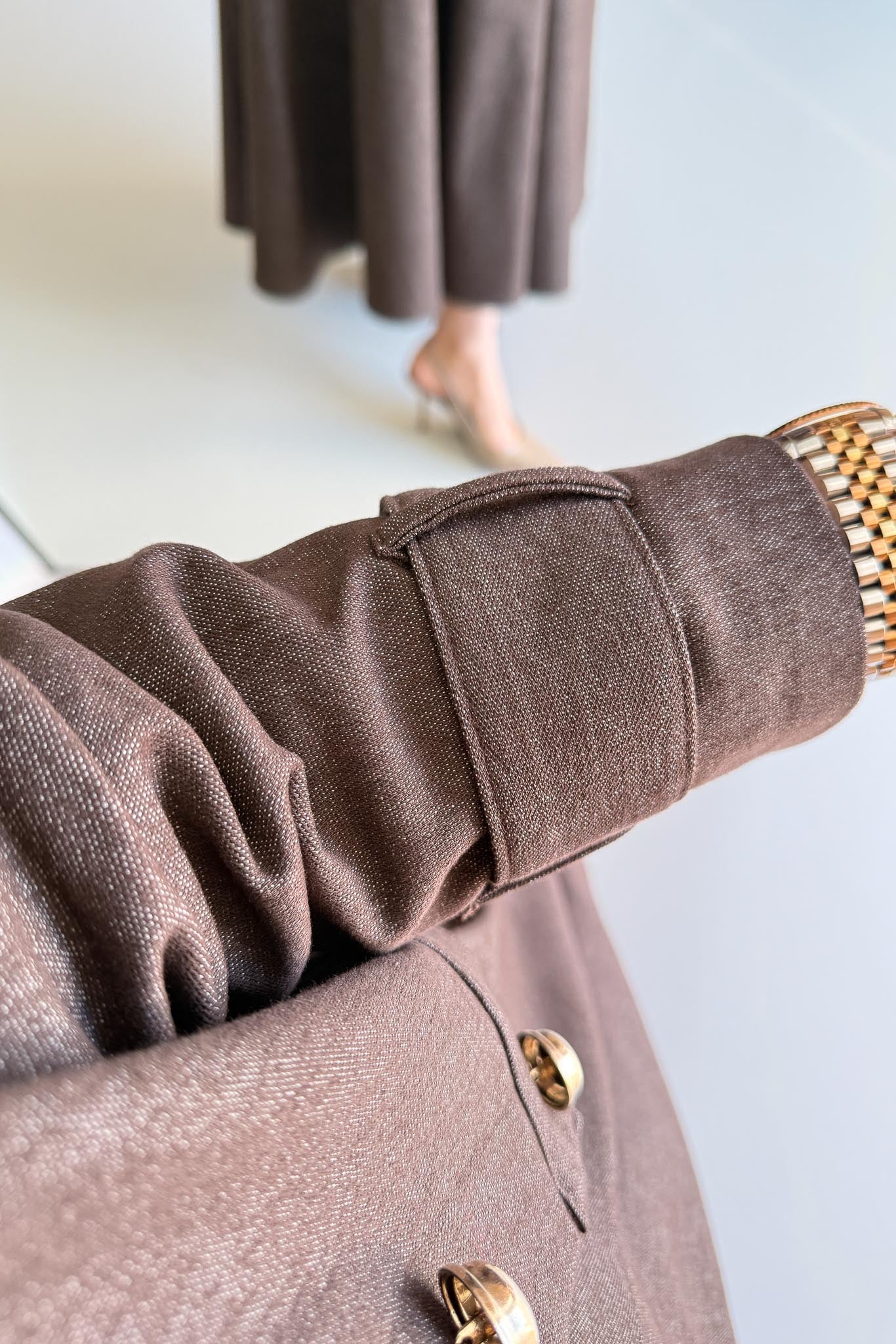 Woven Tweed Skirt Suit Navy Blue