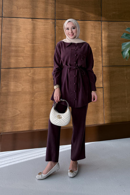 Dani Düğmeli Takım Bordo