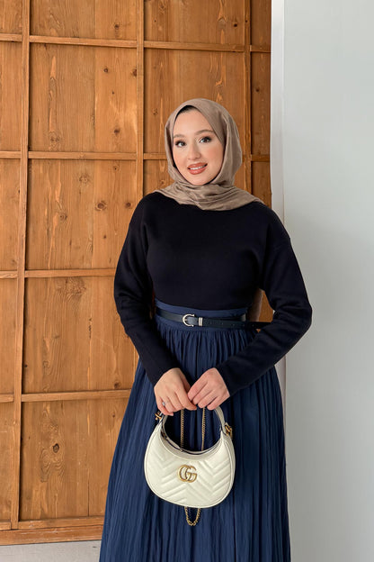 Kemerli Etekli Takım Lacivert