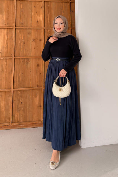 Kemerli Etekli Takım Lacivert
