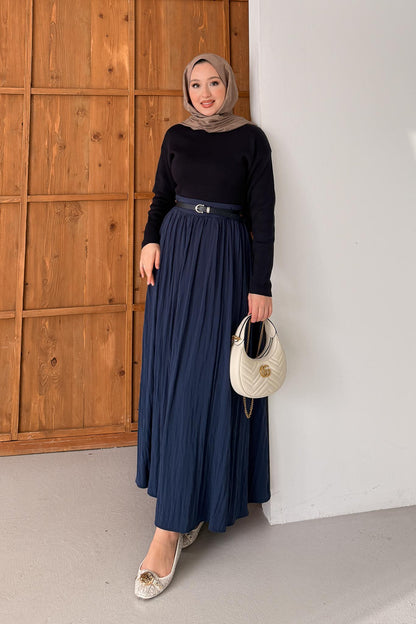 Kemerli Etekli Takım Lacivert